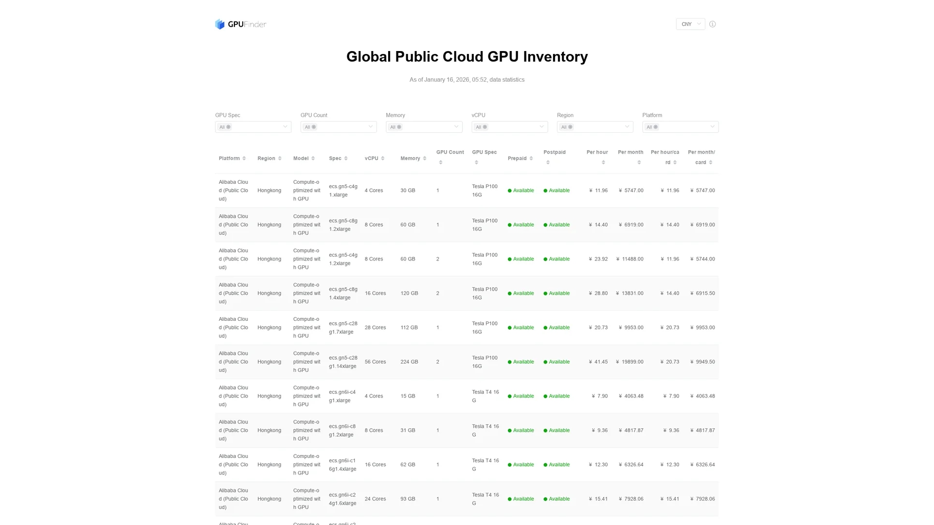 gpu-finder homepage