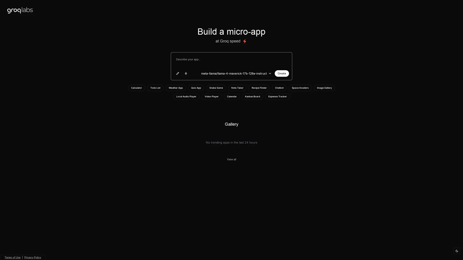 groq-app-gen homepage