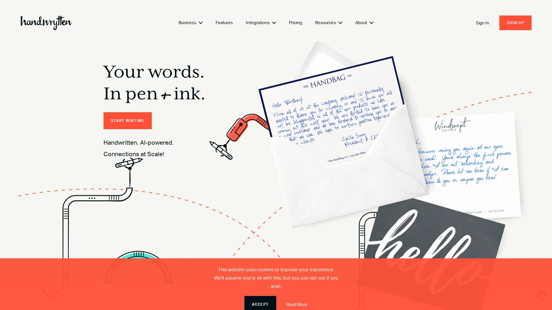 handwrytten homepage