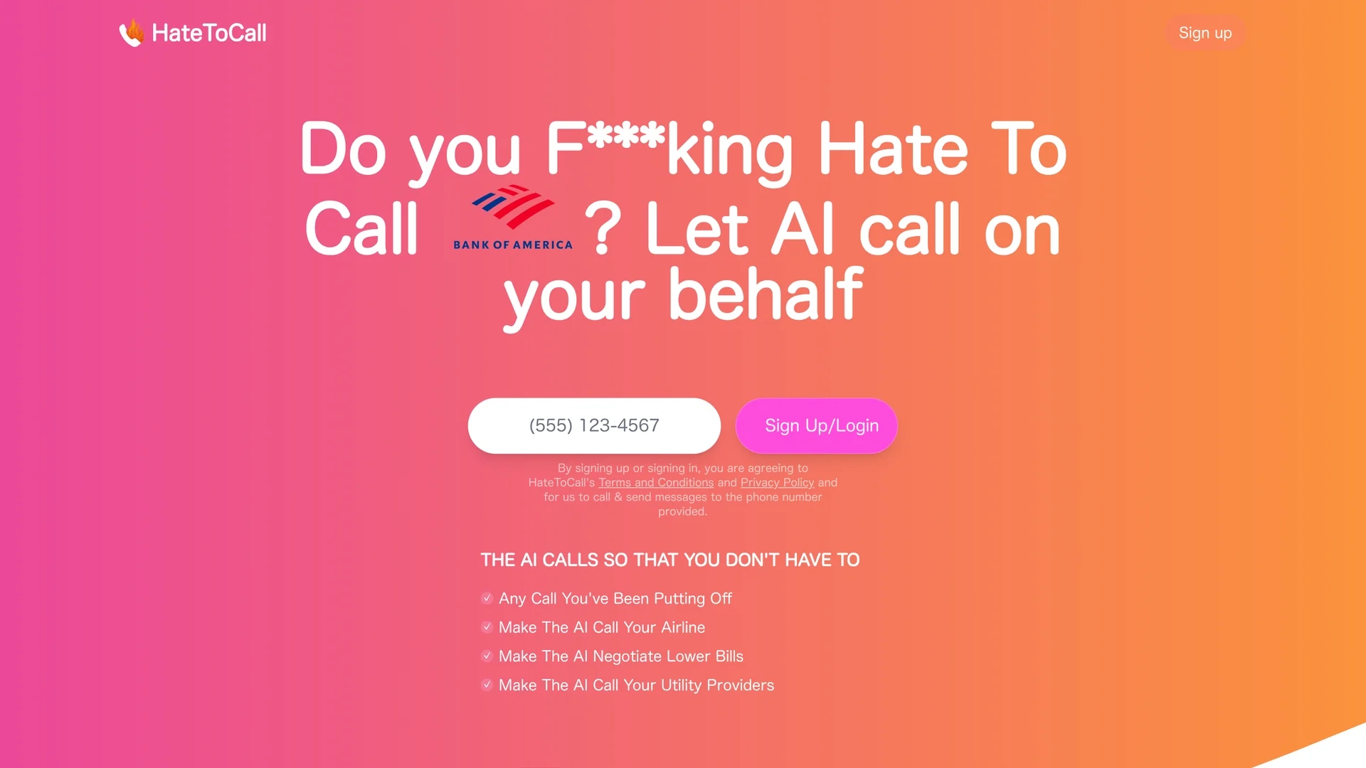hatetocall-com homepage