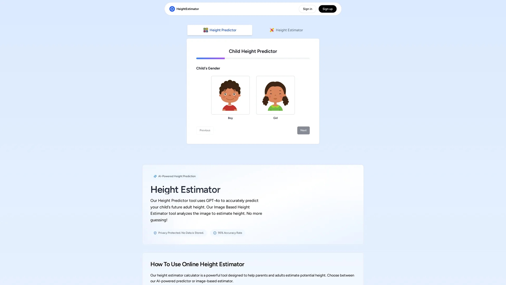 height-estimator homepage