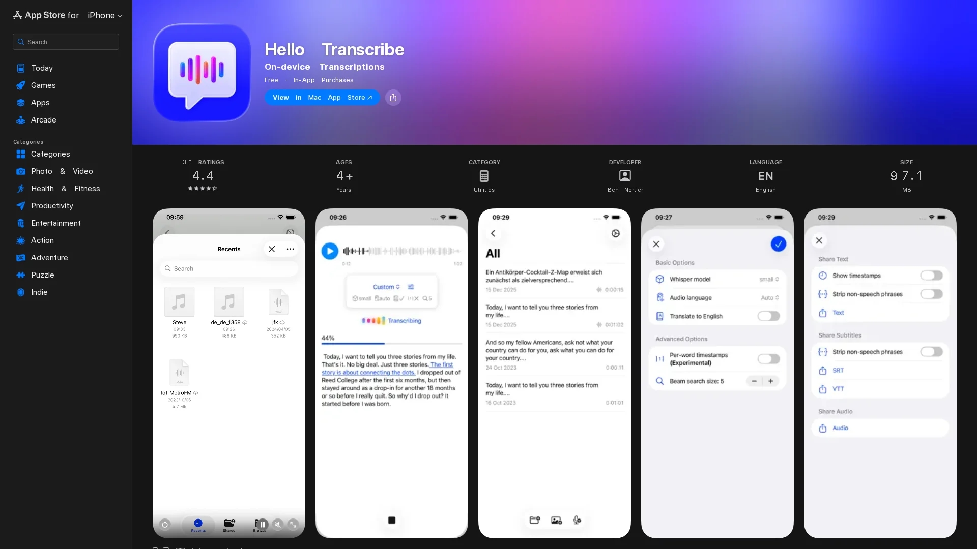 hello-transcribe homepage