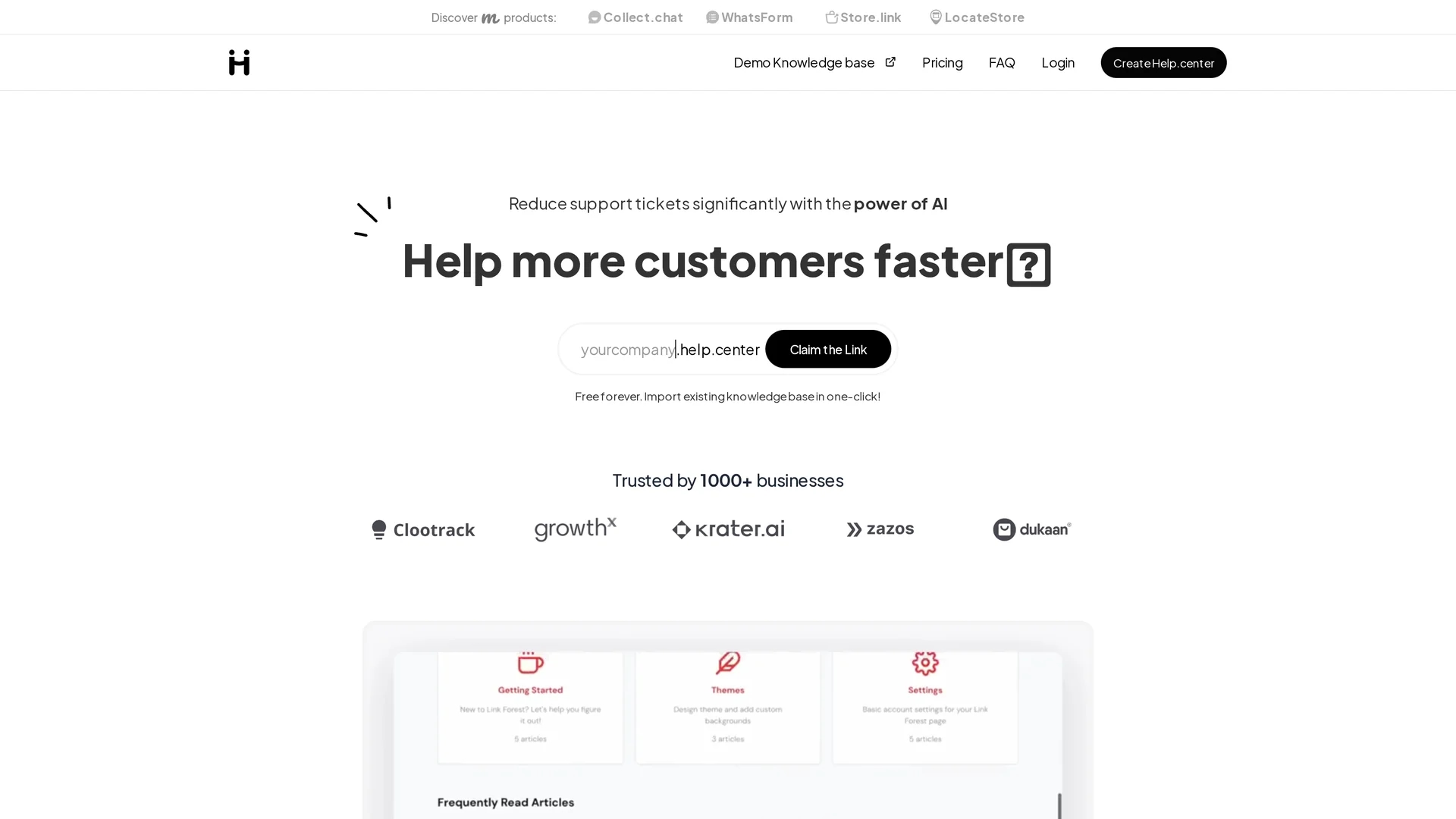 help-center homepage