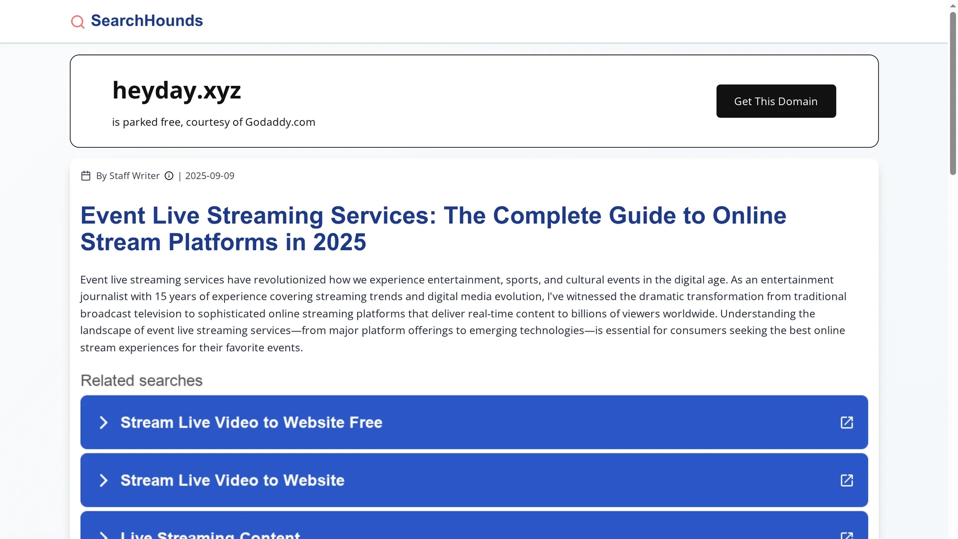 heyday homepage