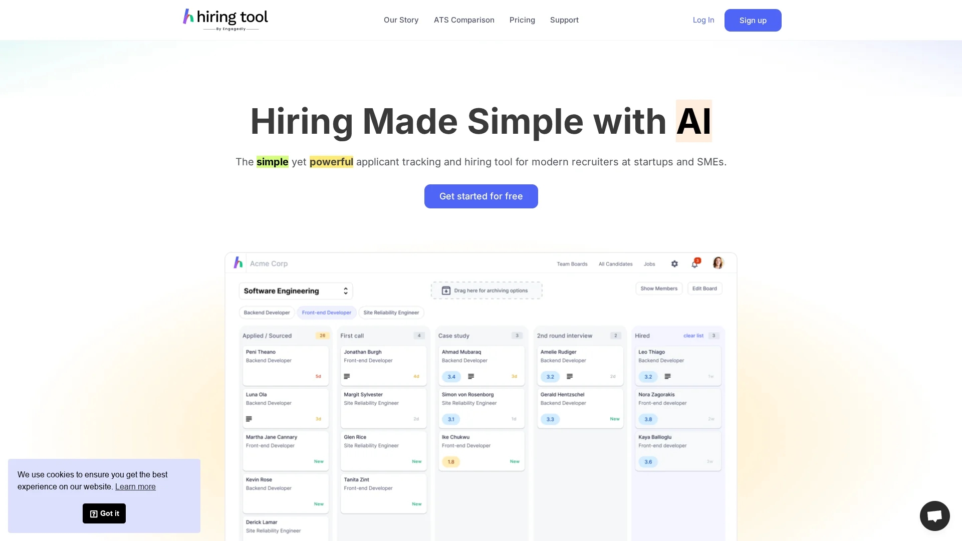 hiring-tool homepage