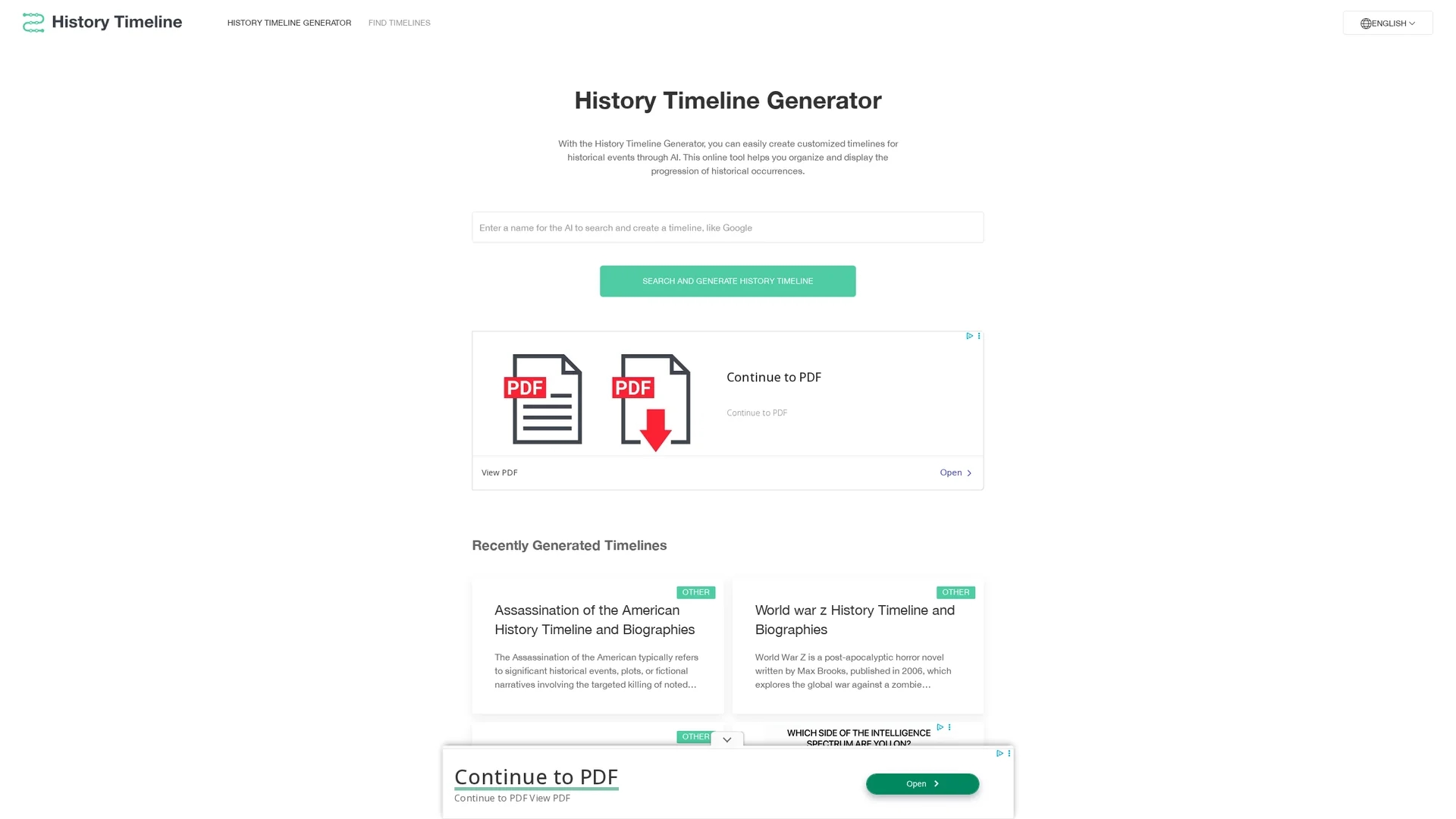 history-timeline-generator homepage