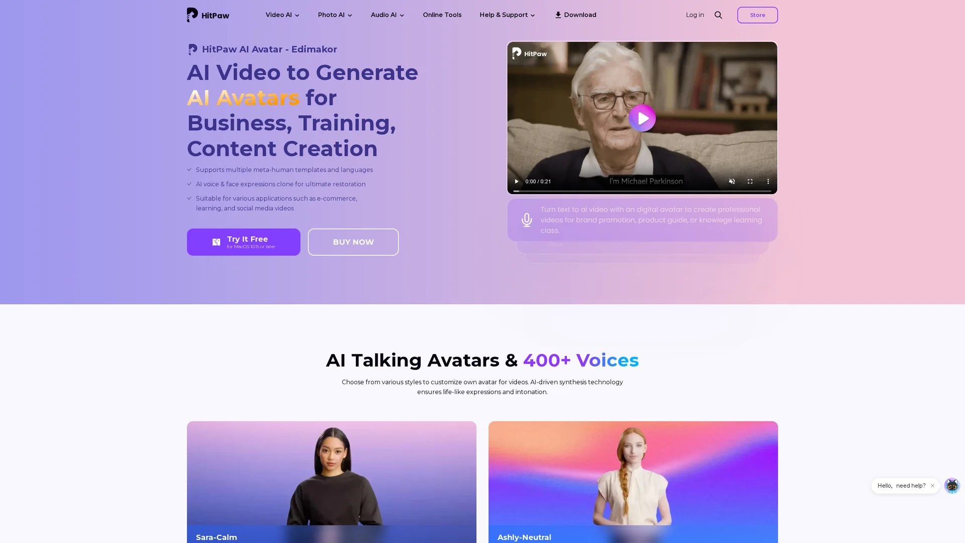 hitpaw-ai-avatar homepage