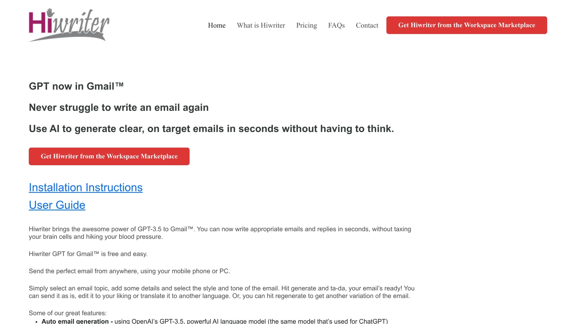 hiwriter homepage