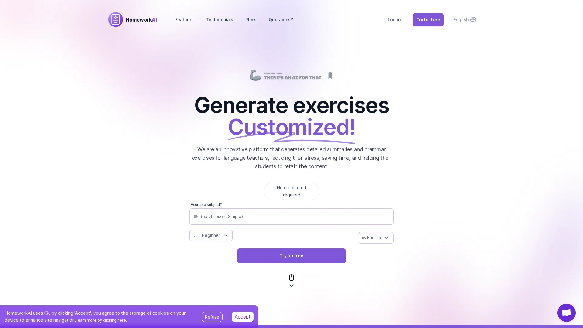 homeworkai homepage