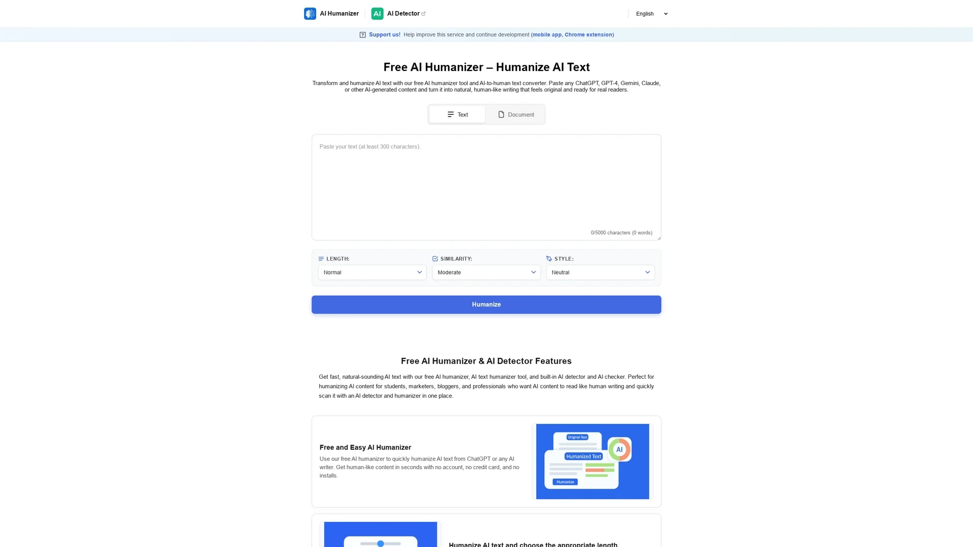 humanizertool-io homepage
