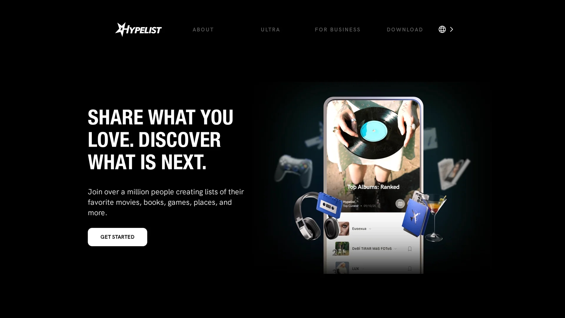 hypelist homepage