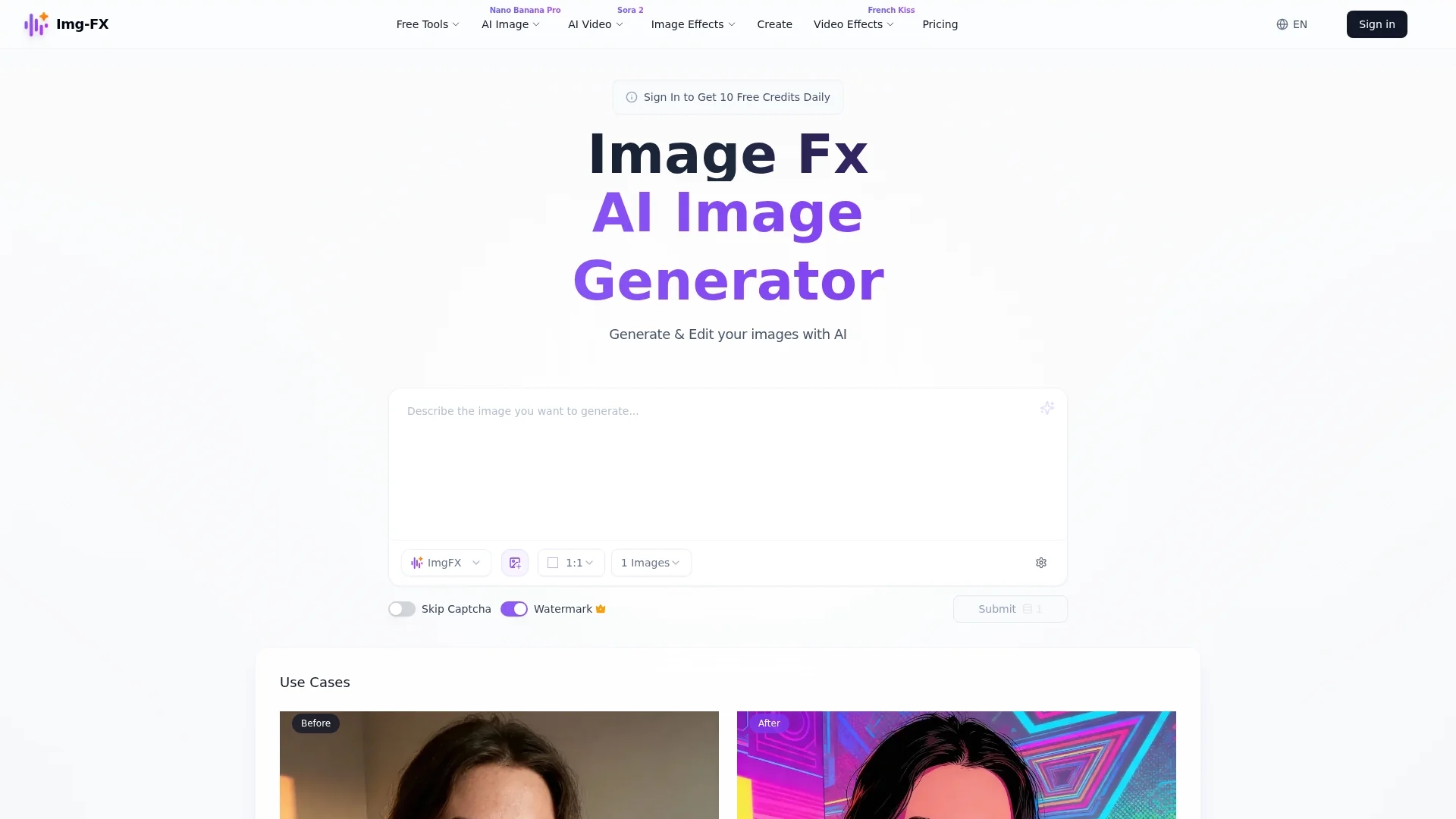 image-fx homepage