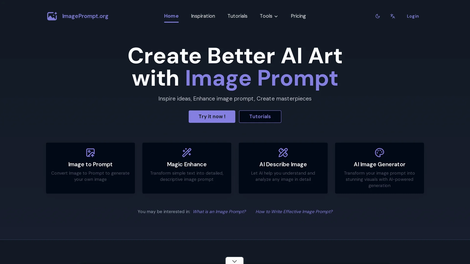 image-prompt-generator homepage