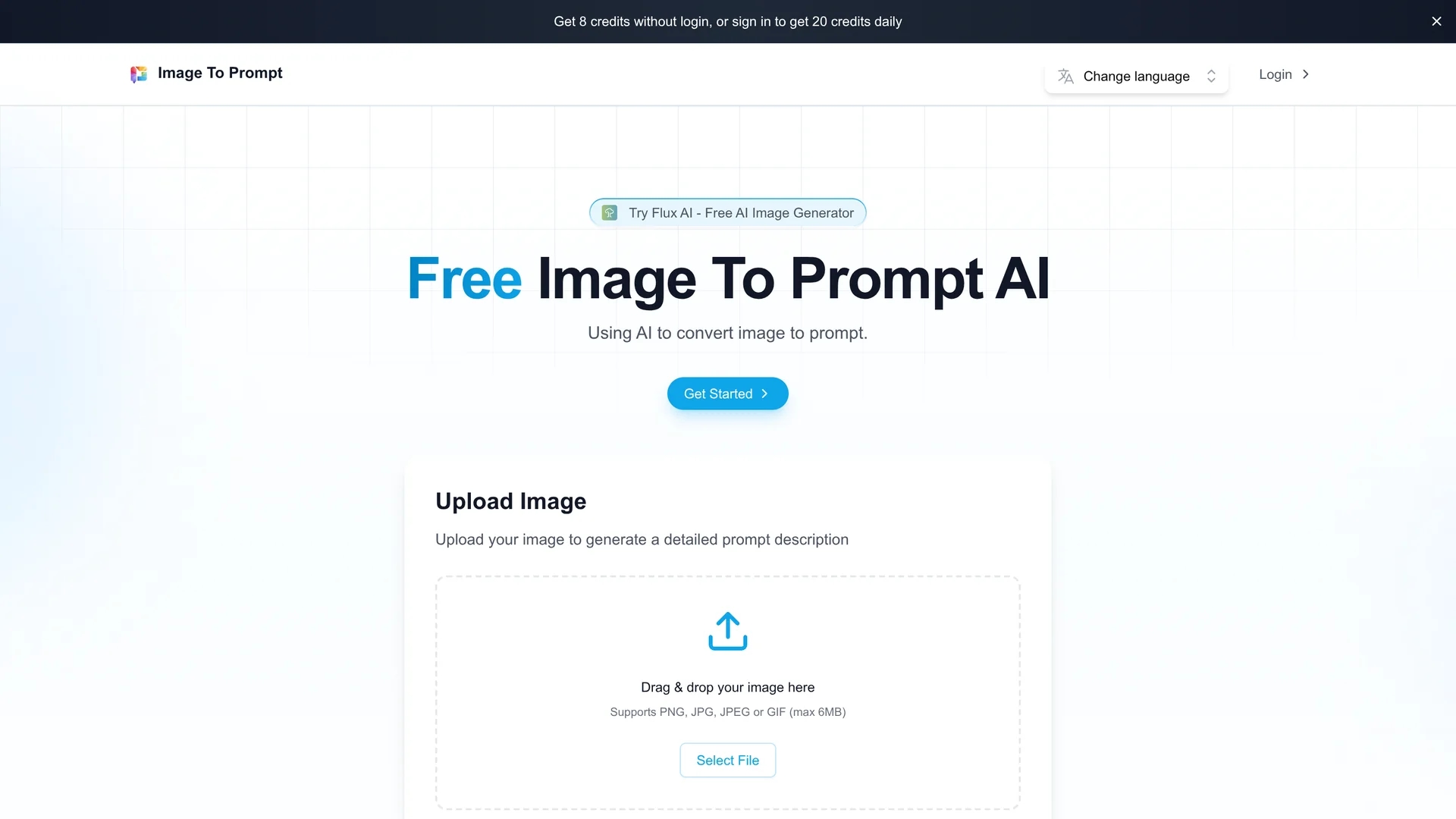 image-to-prompt-ai homepage