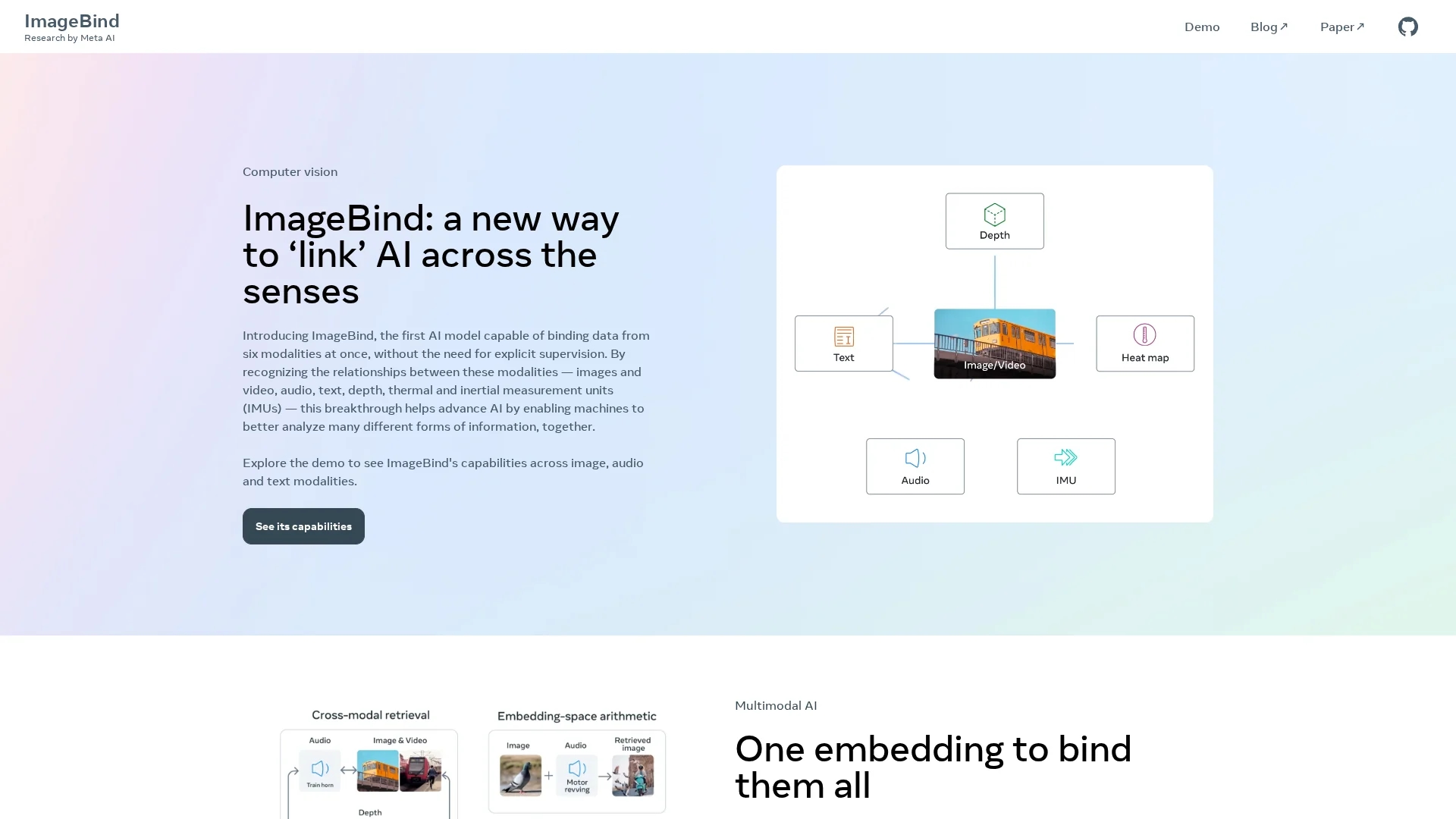 imagebind-by-meta homepage