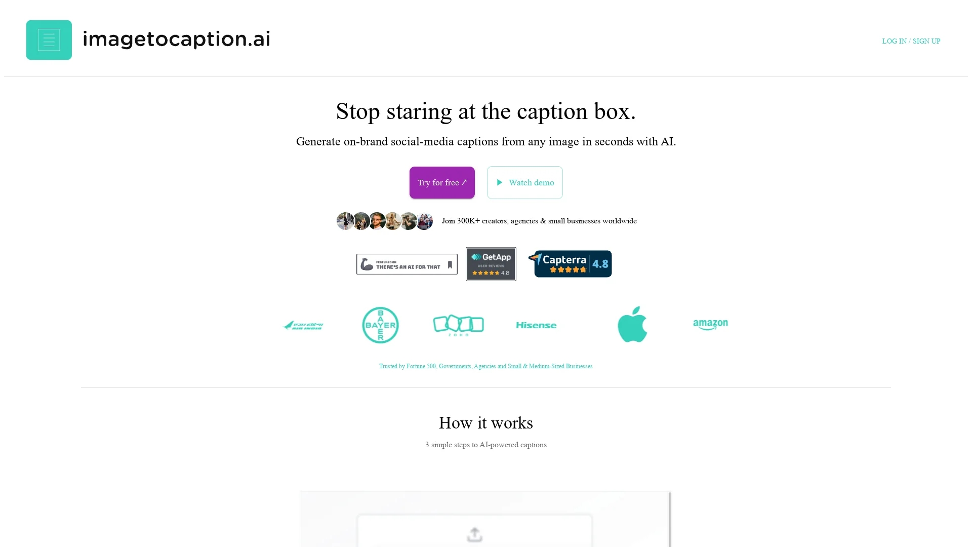 imagetocaption-ai homepage