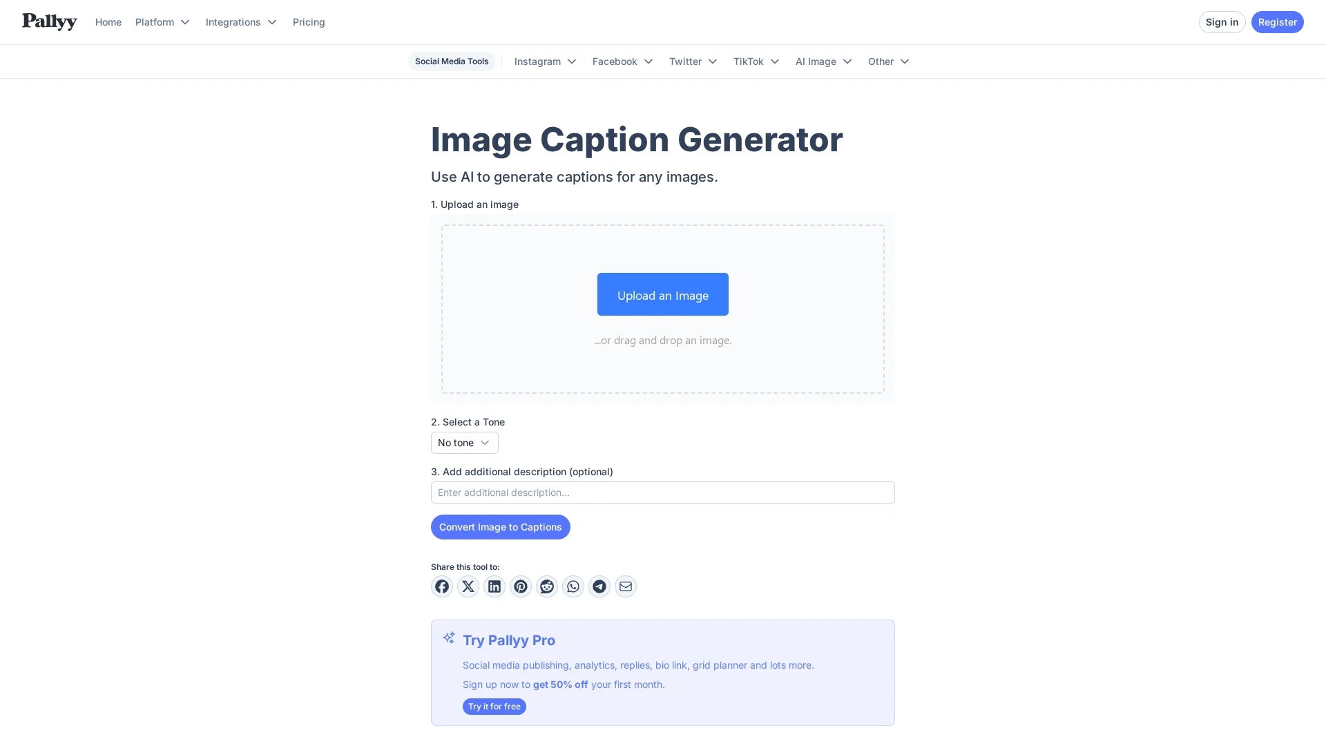 imagetocaption-io homepage