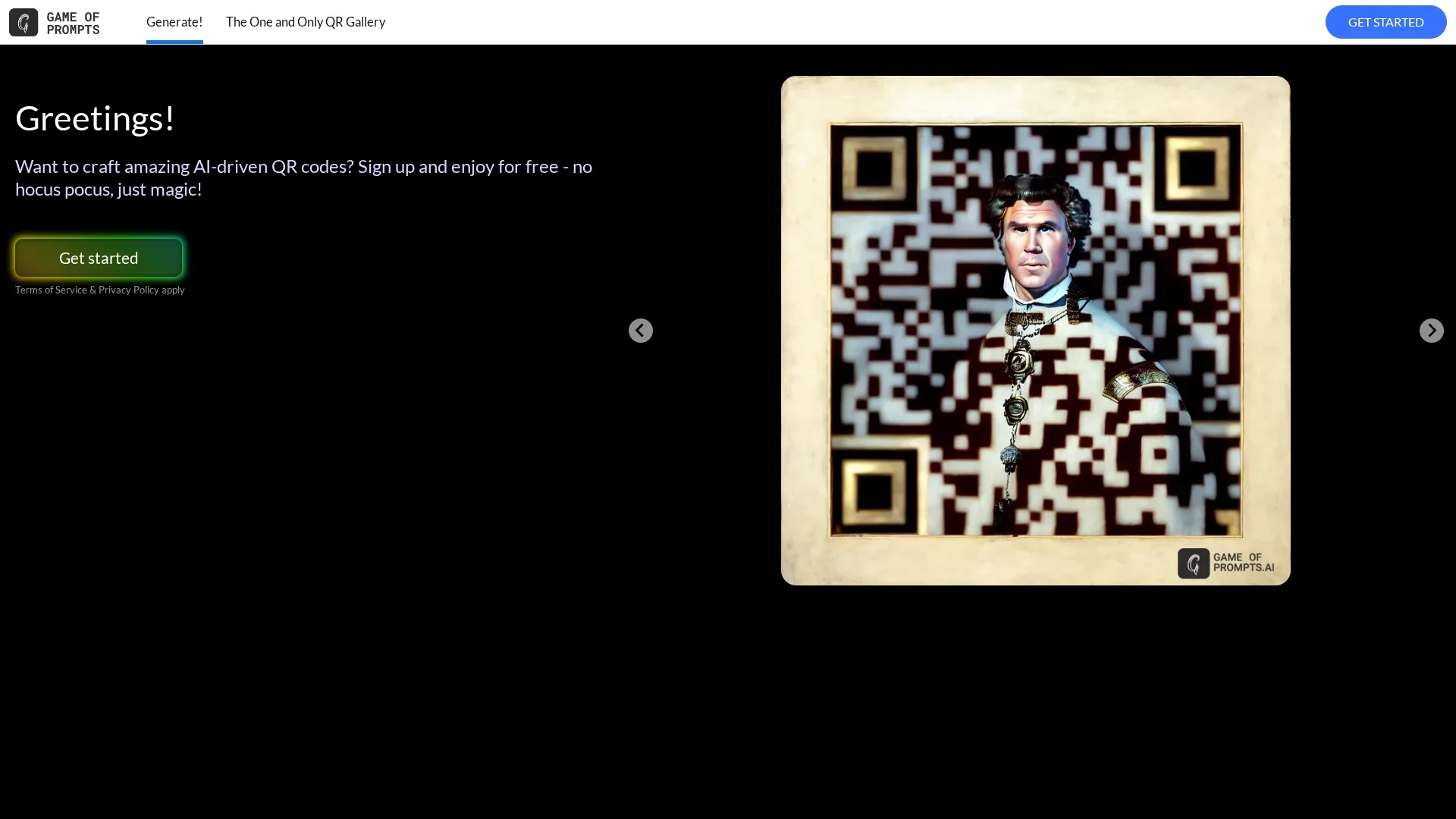 imagineqr-gameofprompts-ai homepage
