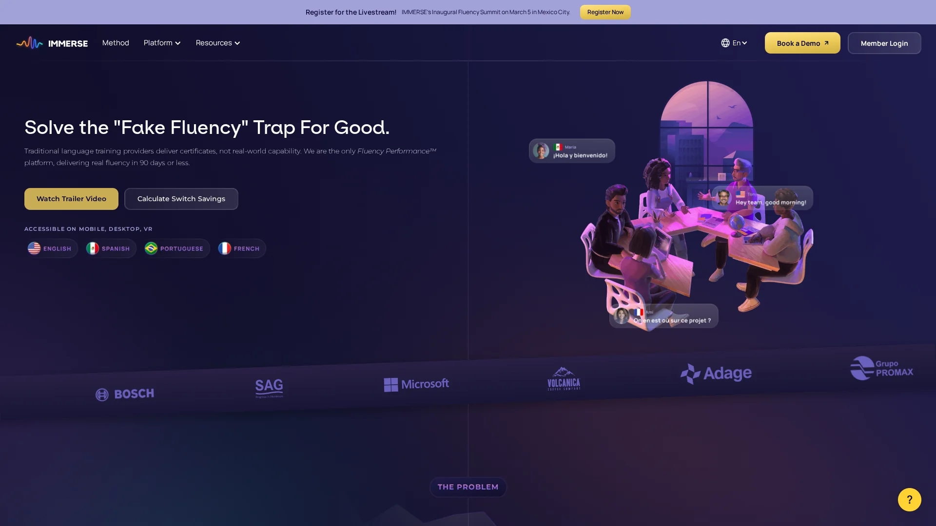 immerse homepage