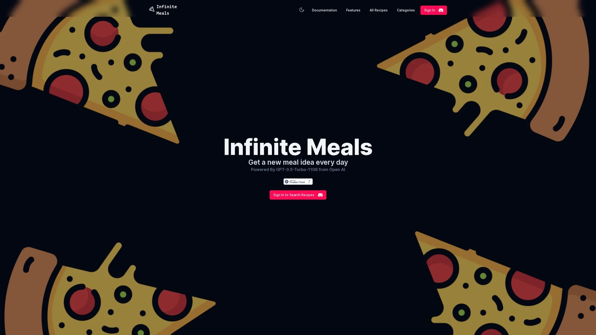 infinite-meals homepage