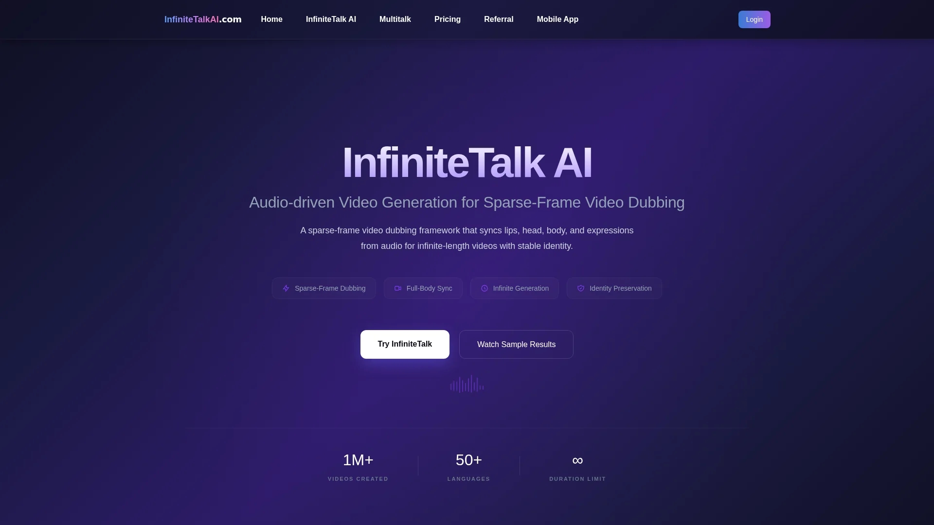 infinitetalk-ai homepage