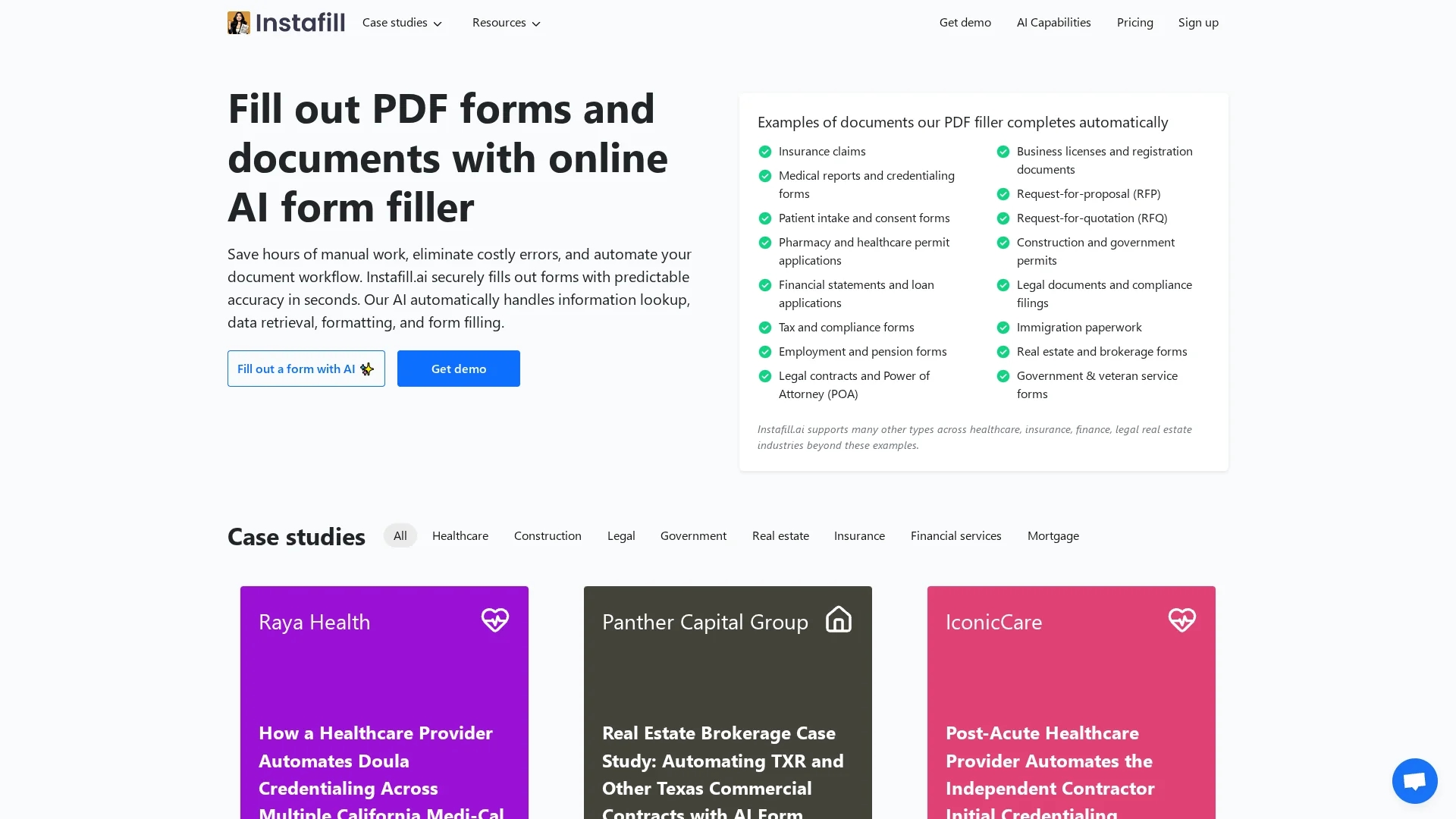 instafill homepage