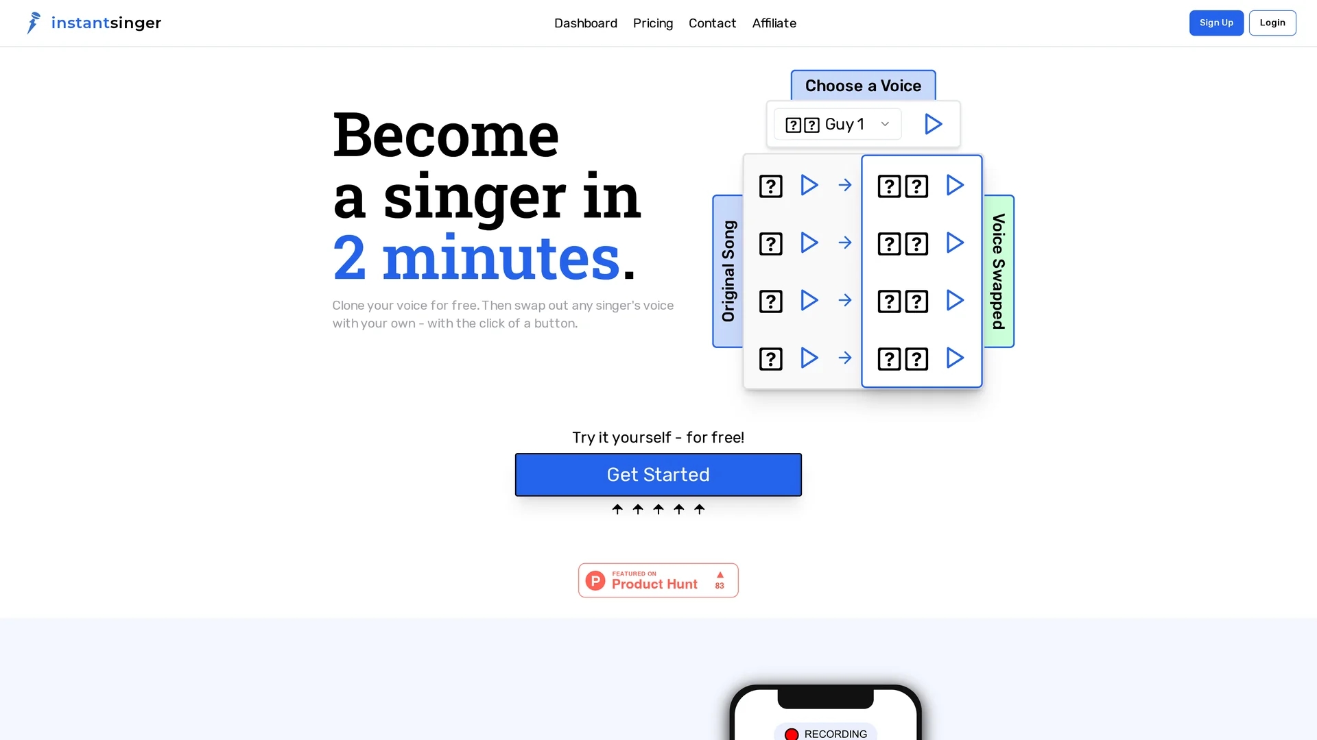 instant-singer homepage