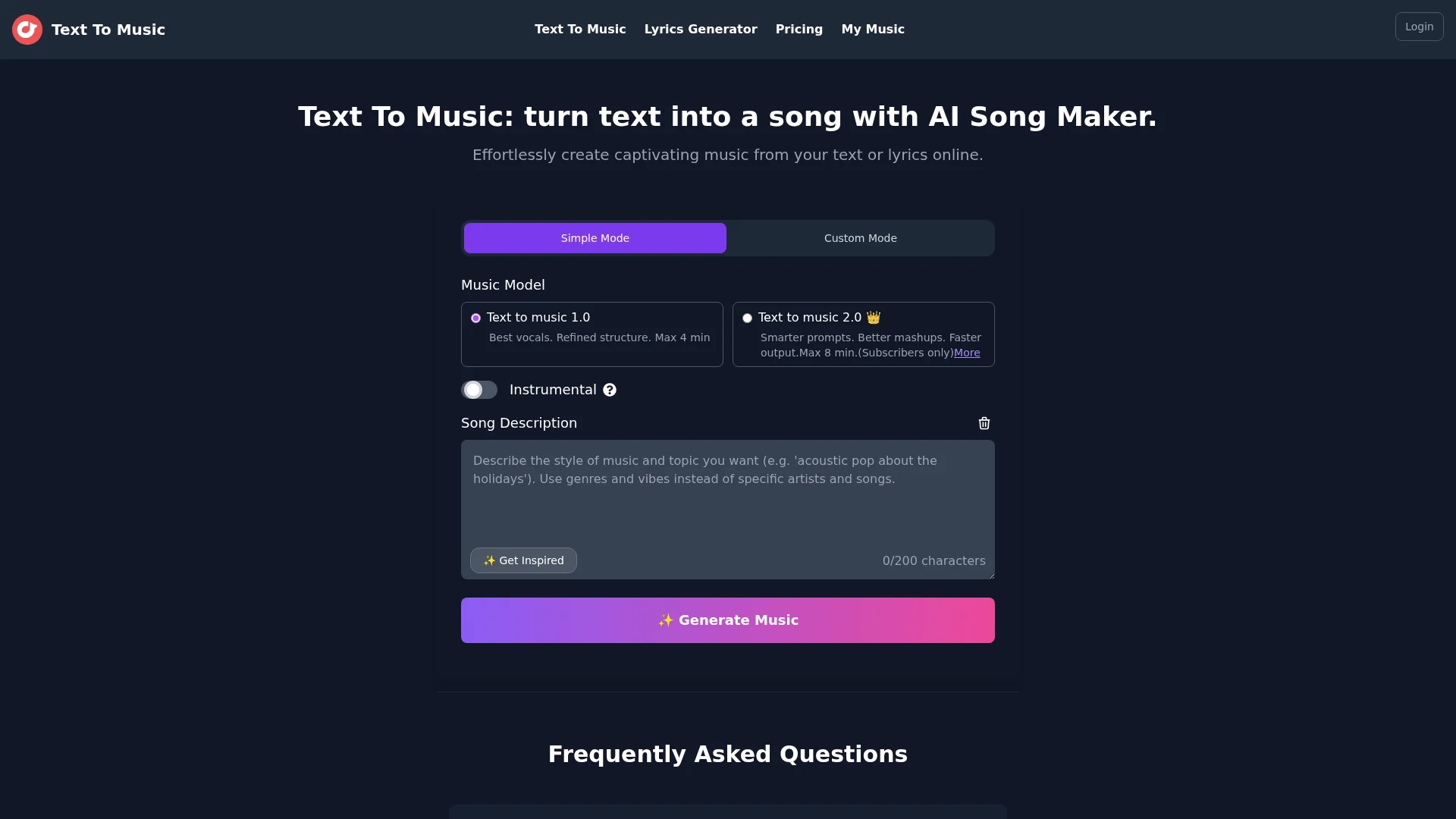 inthesong homepage