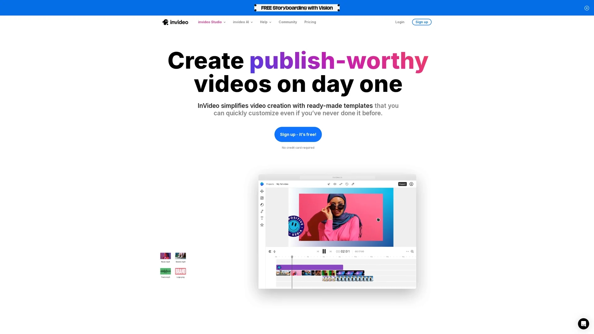invideo-ai homepage