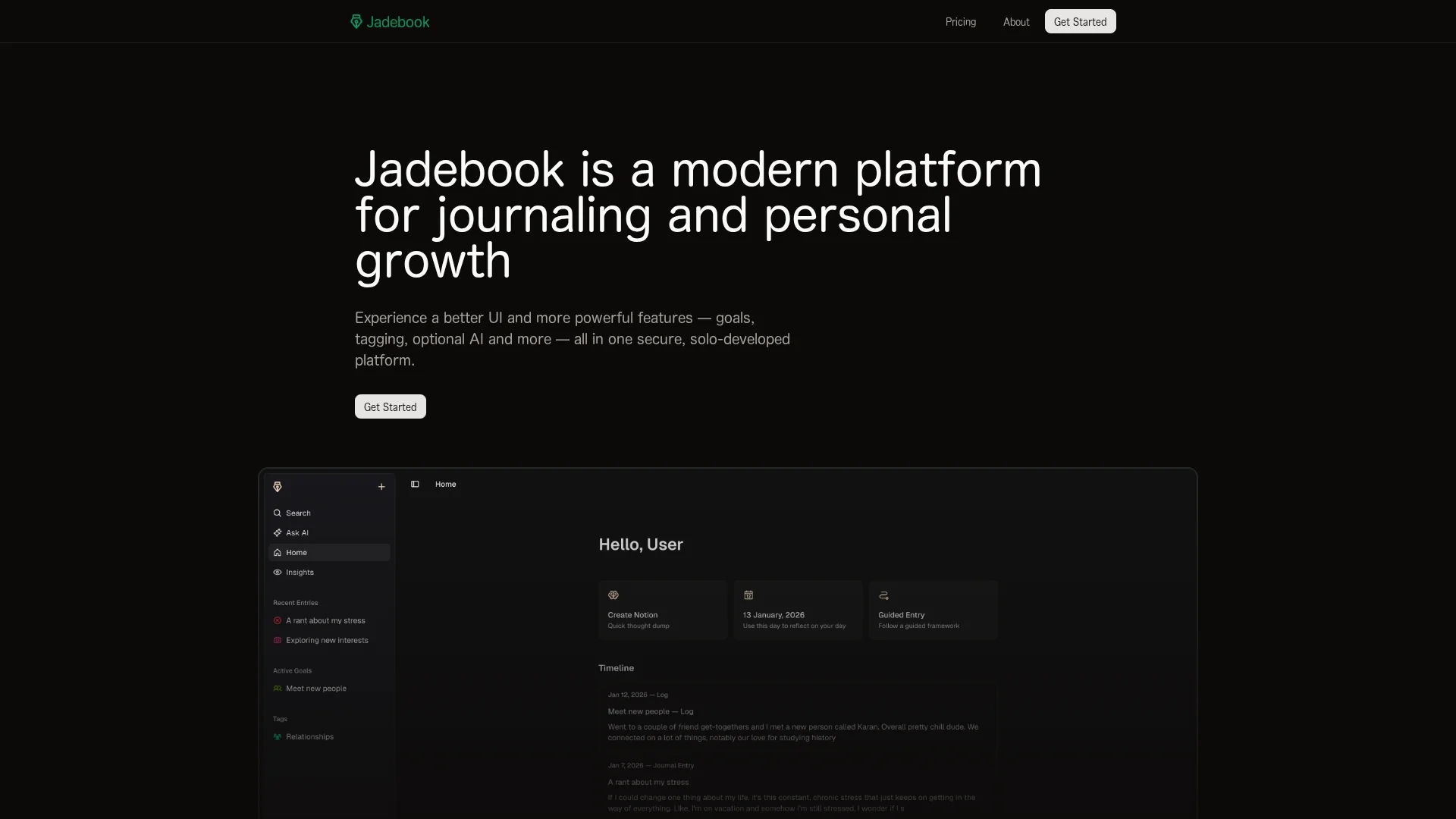 jadebook homepage