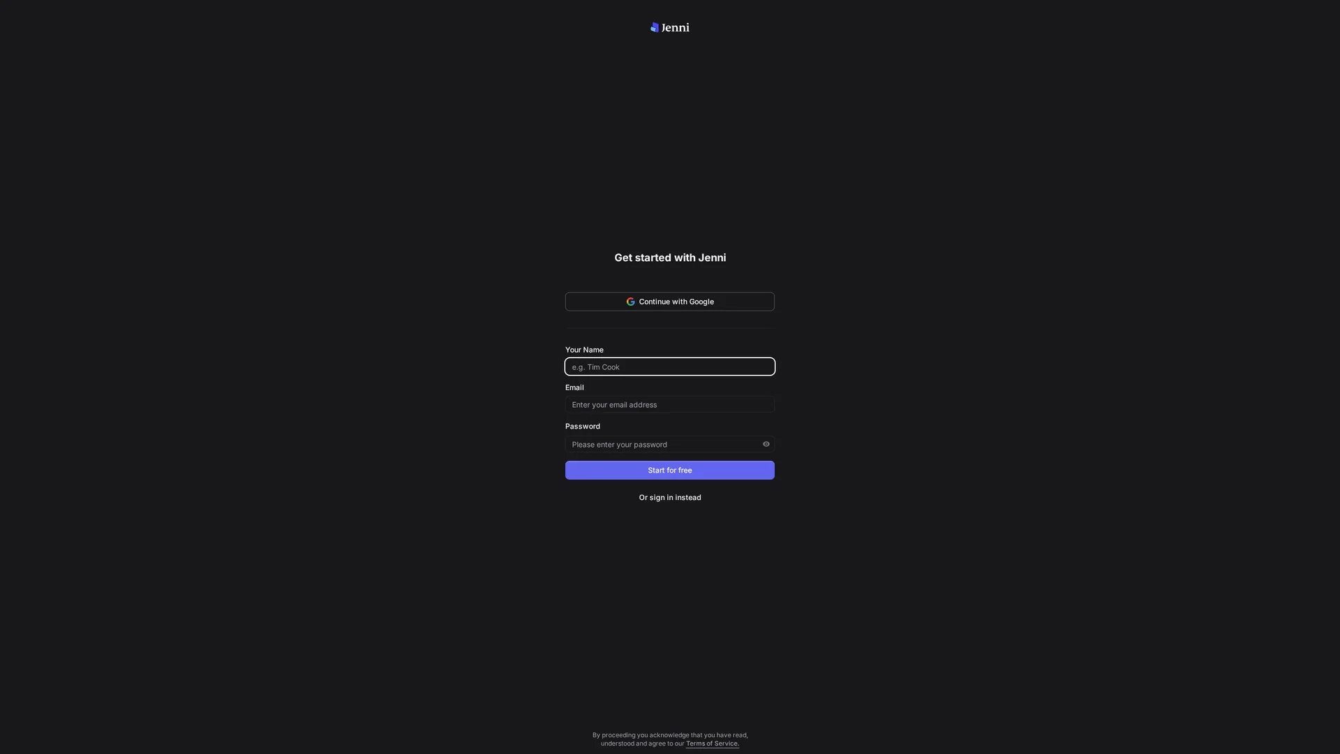 jenni-ai homepage