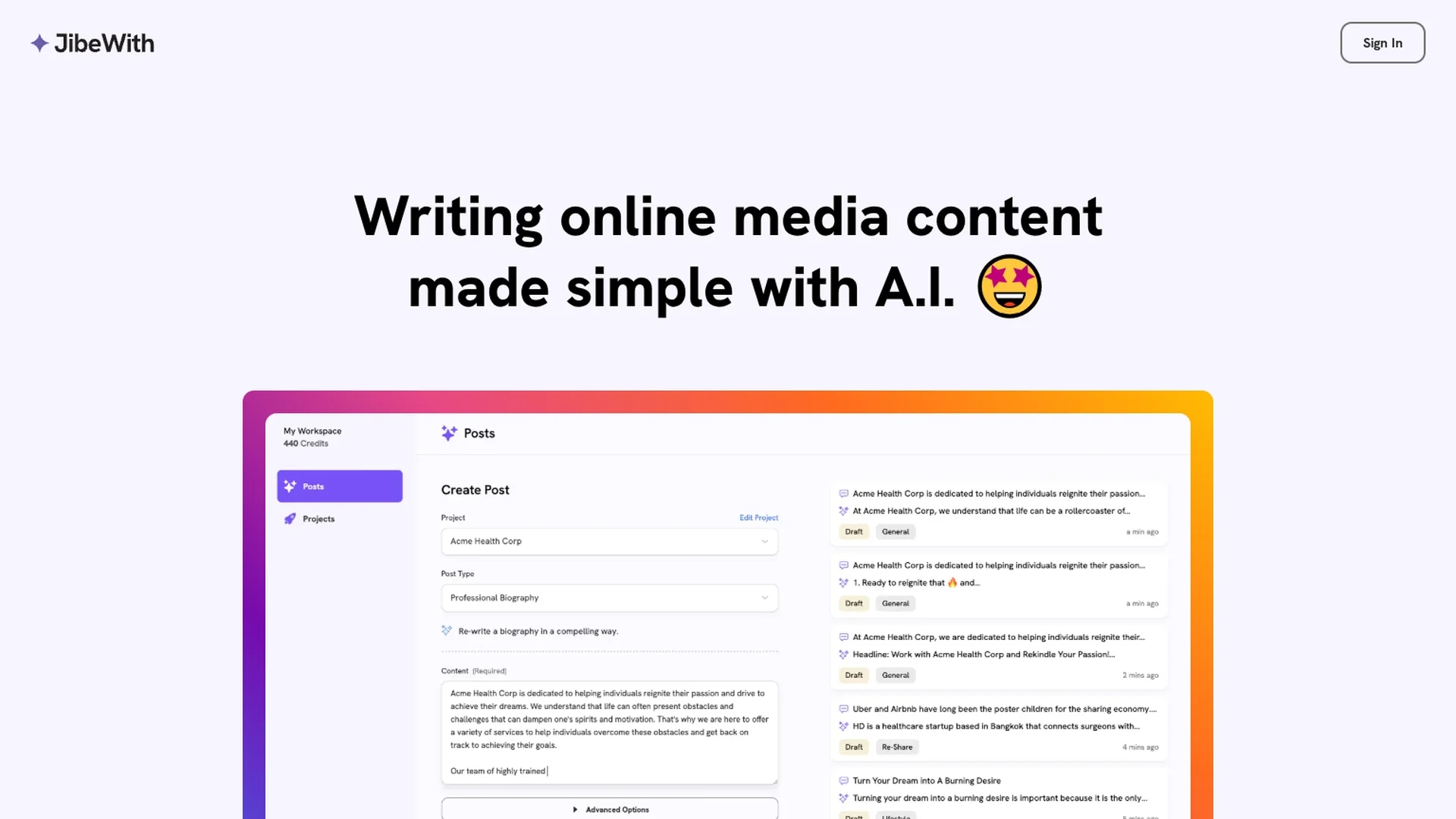 jibewith homepage