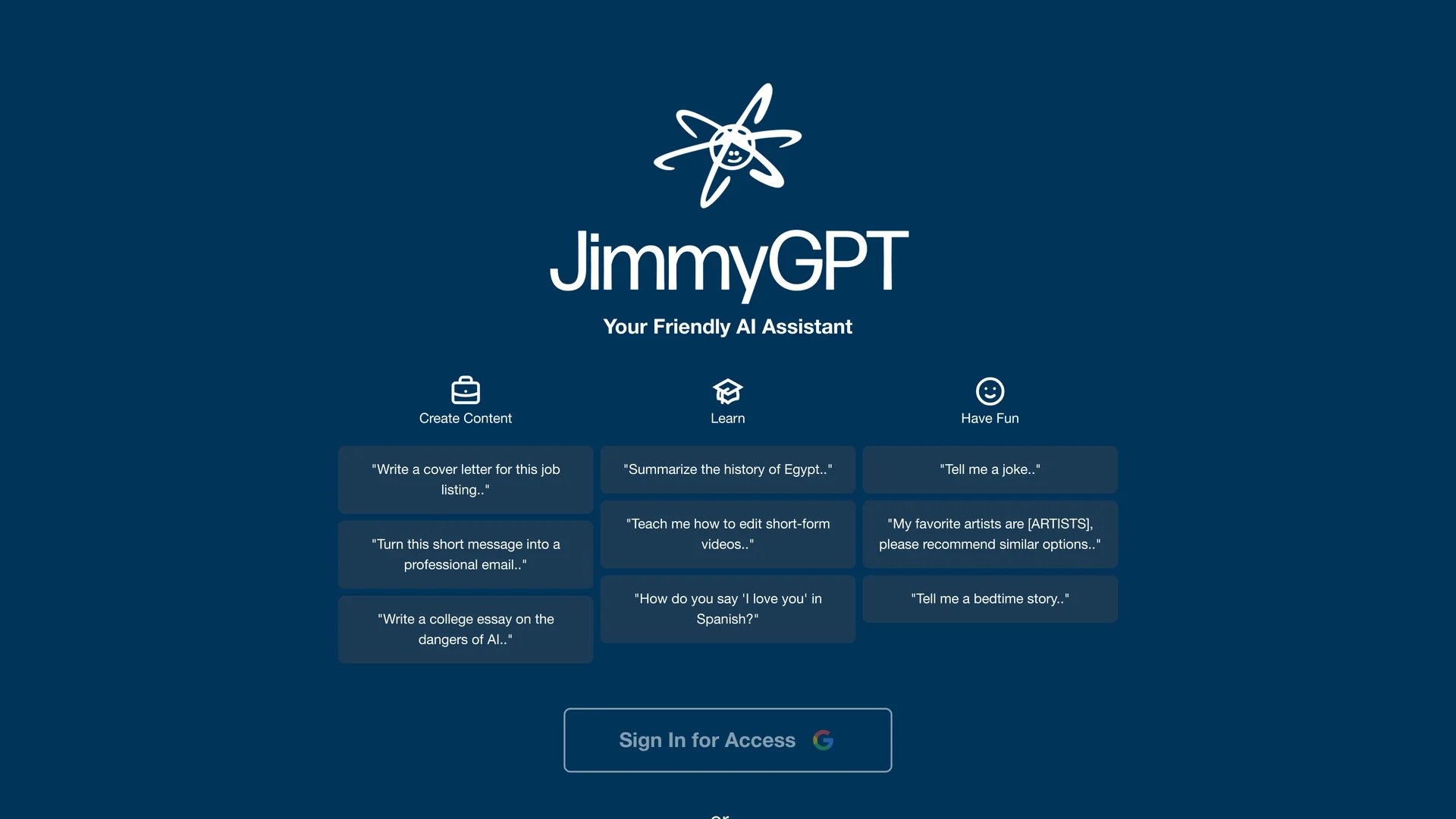 jimmygpt homepage