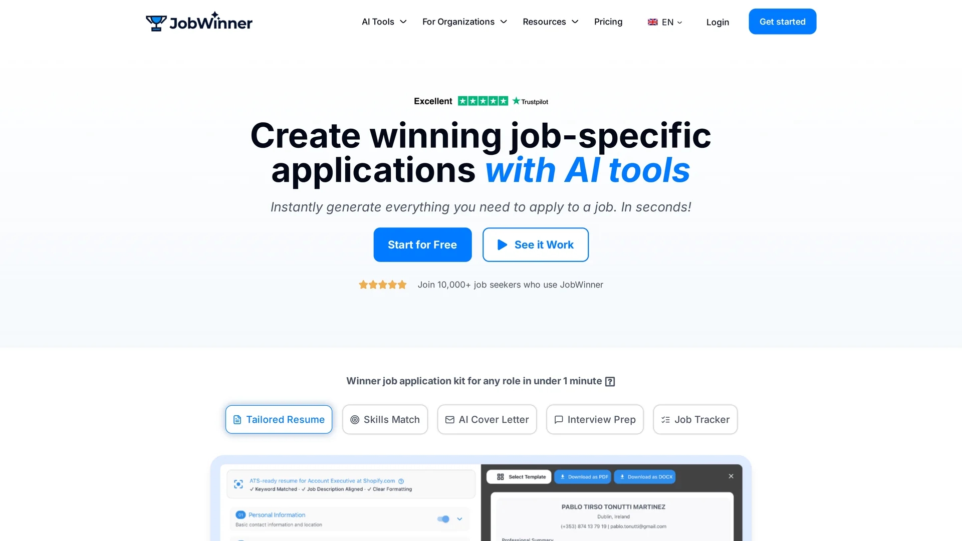 jobwinner-ai homepage