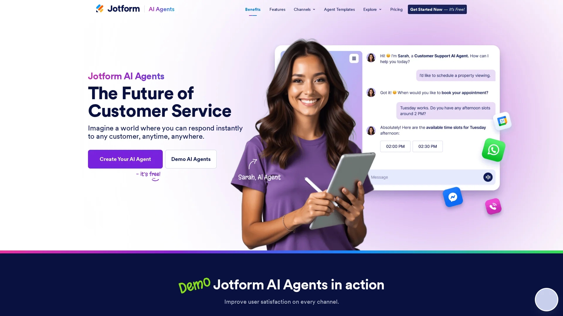jotform-ai-agents homepage