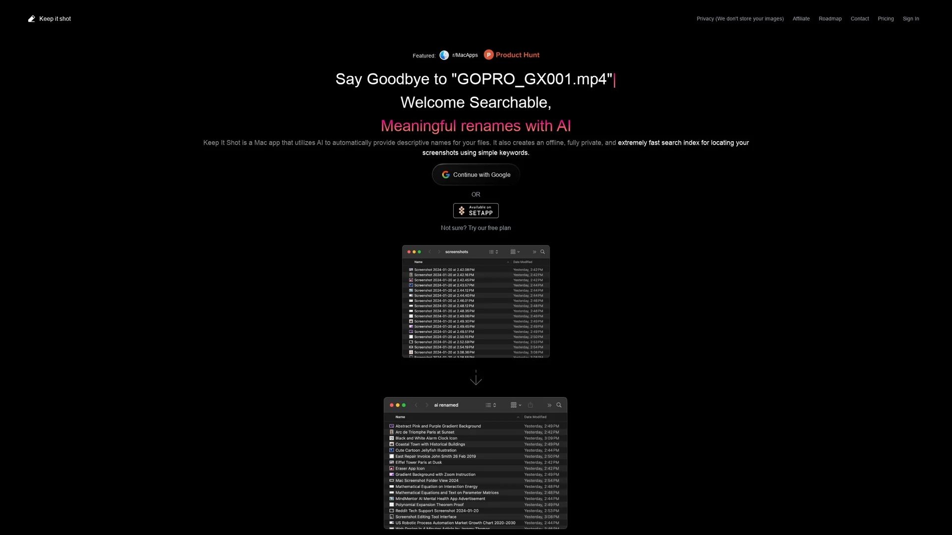 keep-it-shot homepage