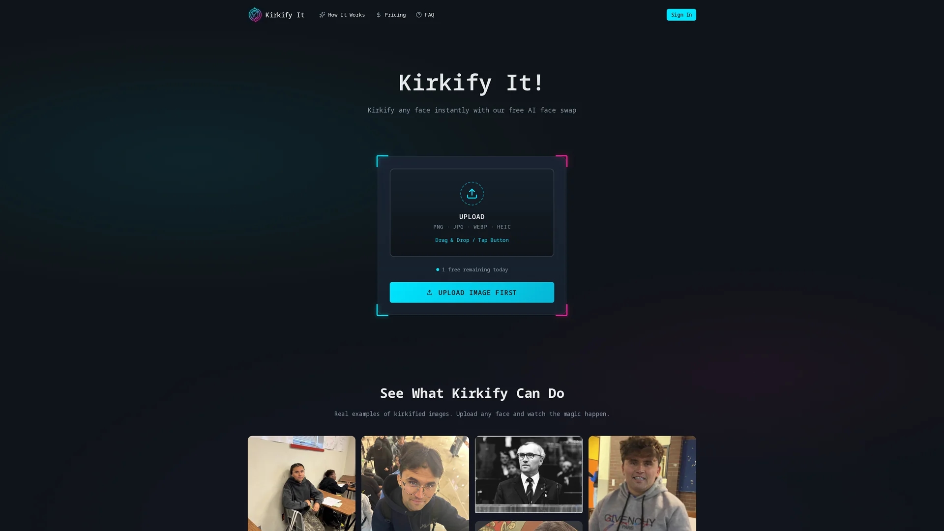 kirkify-it homepage