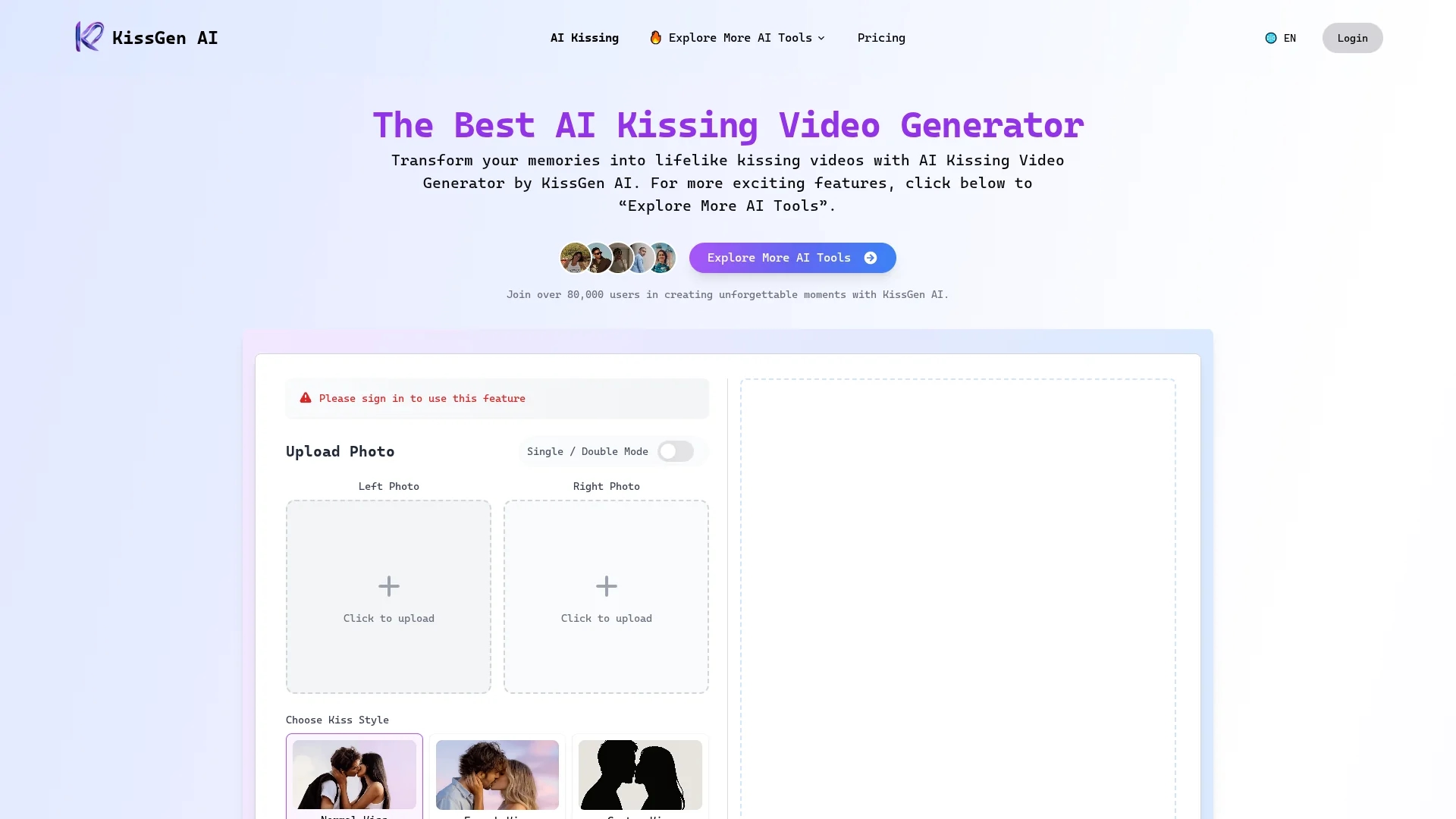 kissgen-ai homepage