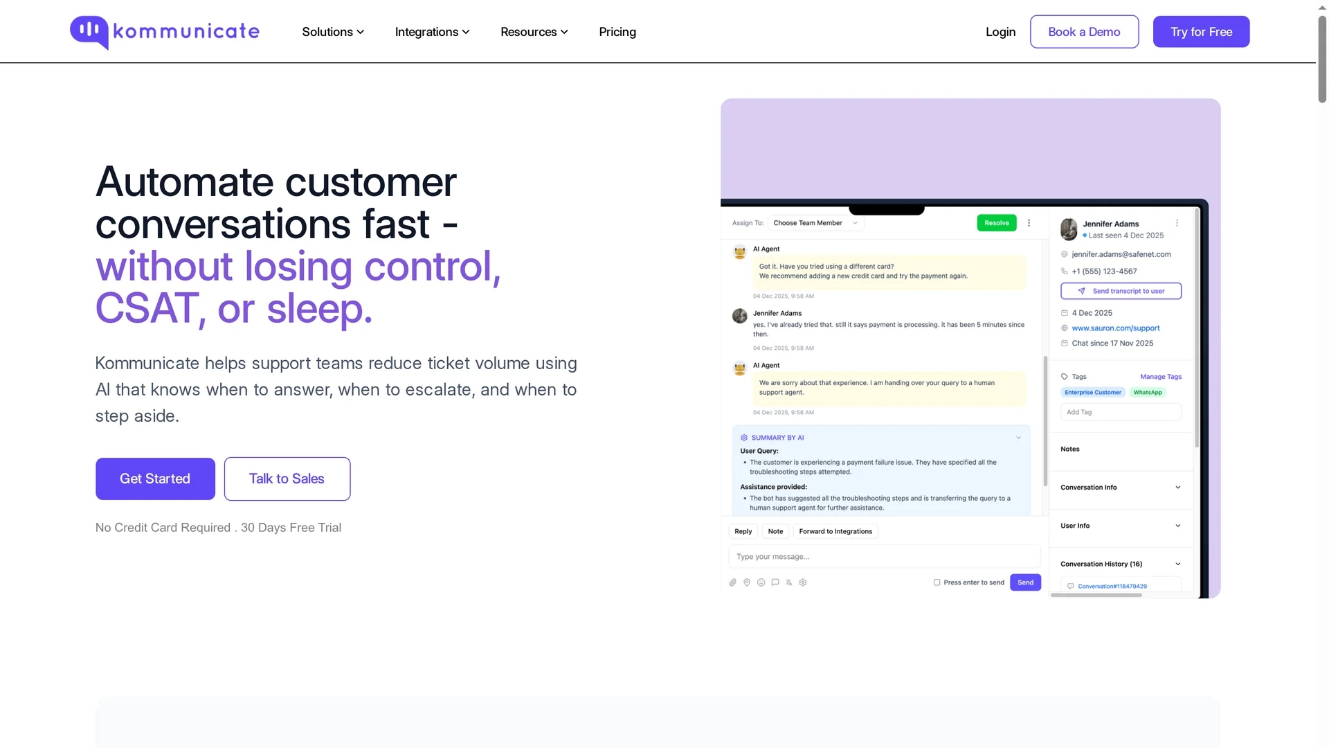 kommunicate-3-0 homepage