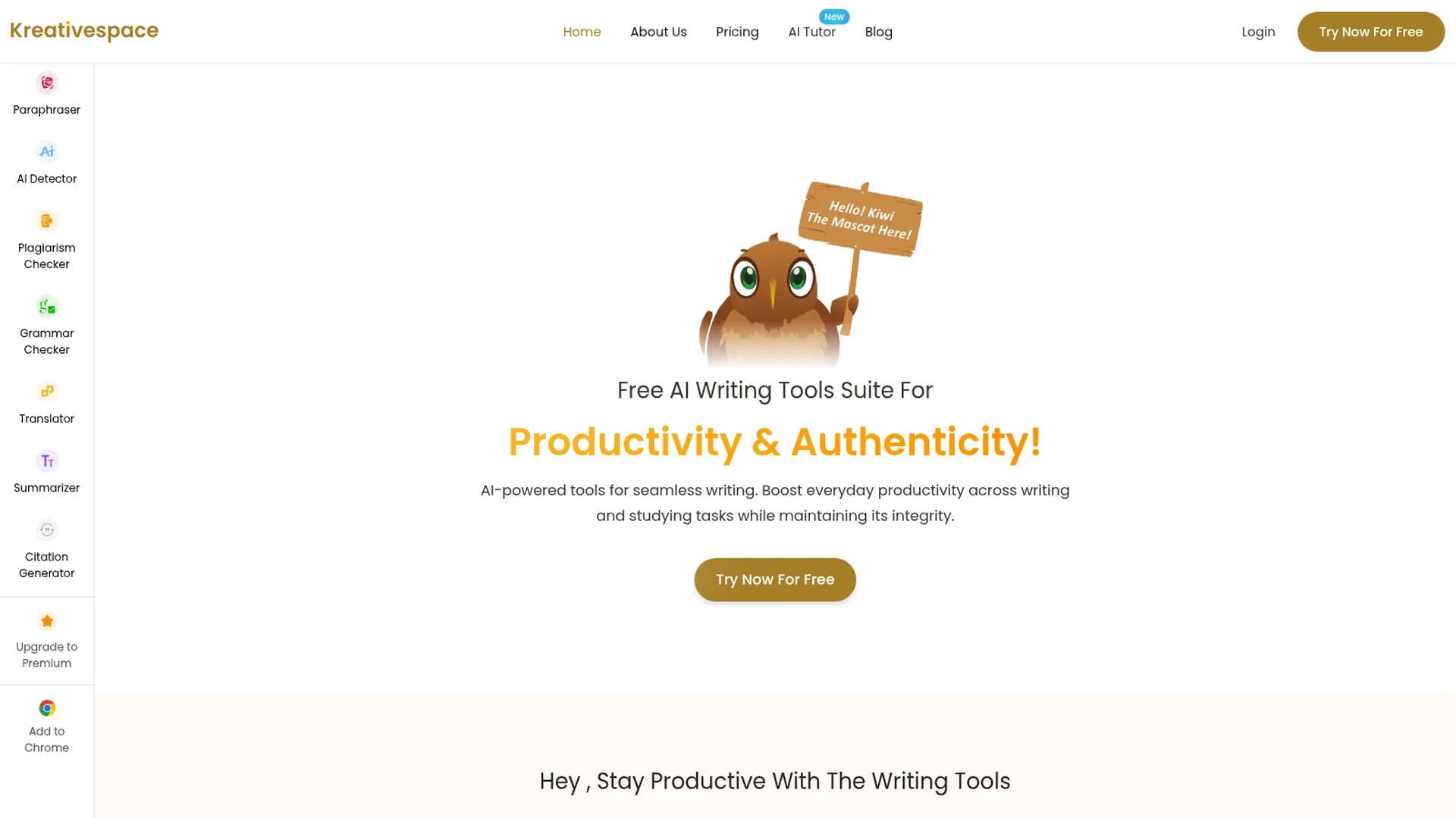 kreativespace homepage