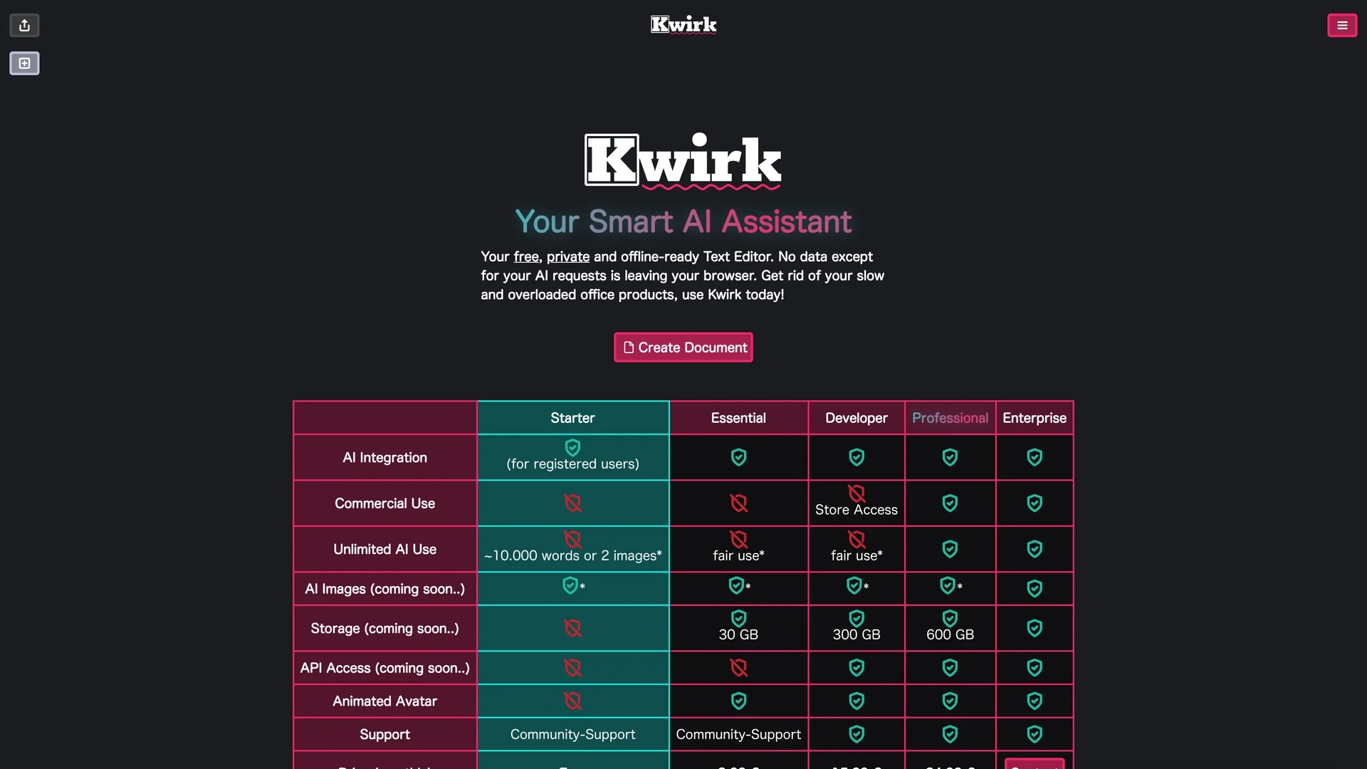 kwirk homepage