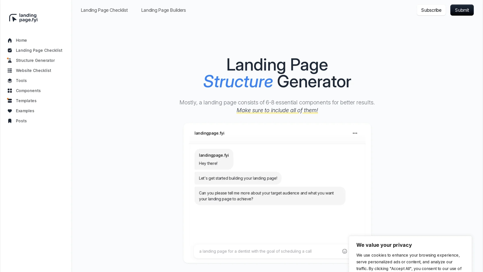 landingpage-fyi homepage