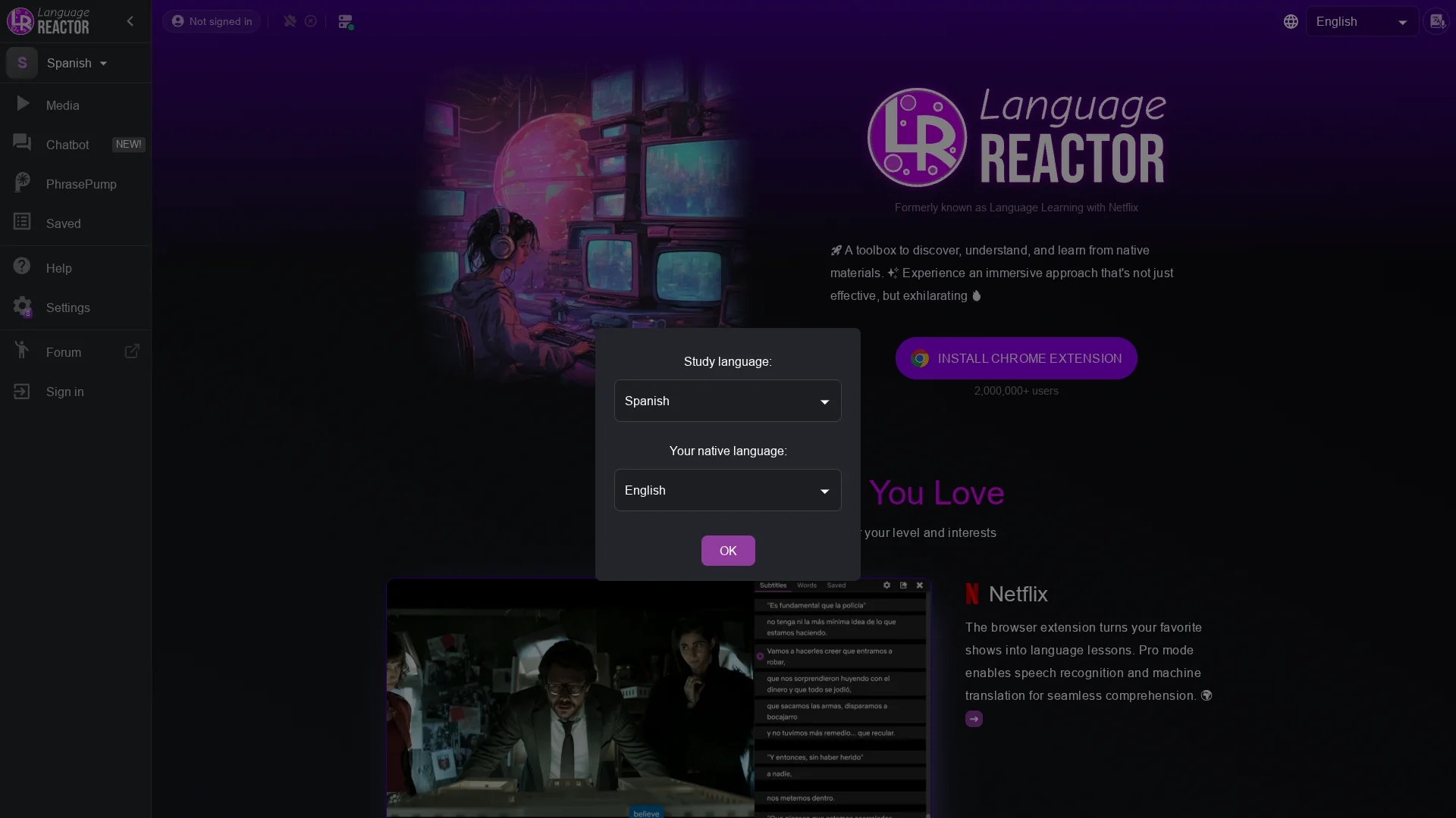 language-reactor homepage