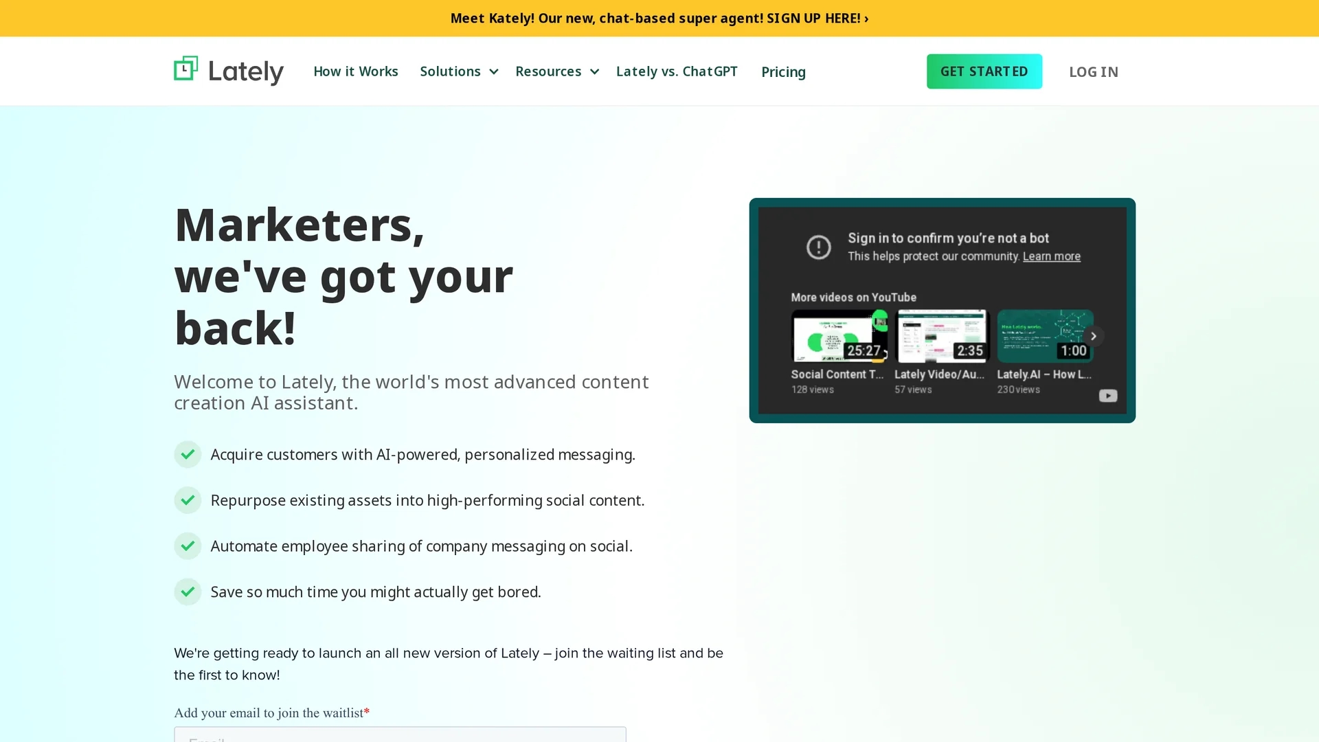 lately-ai homepage
