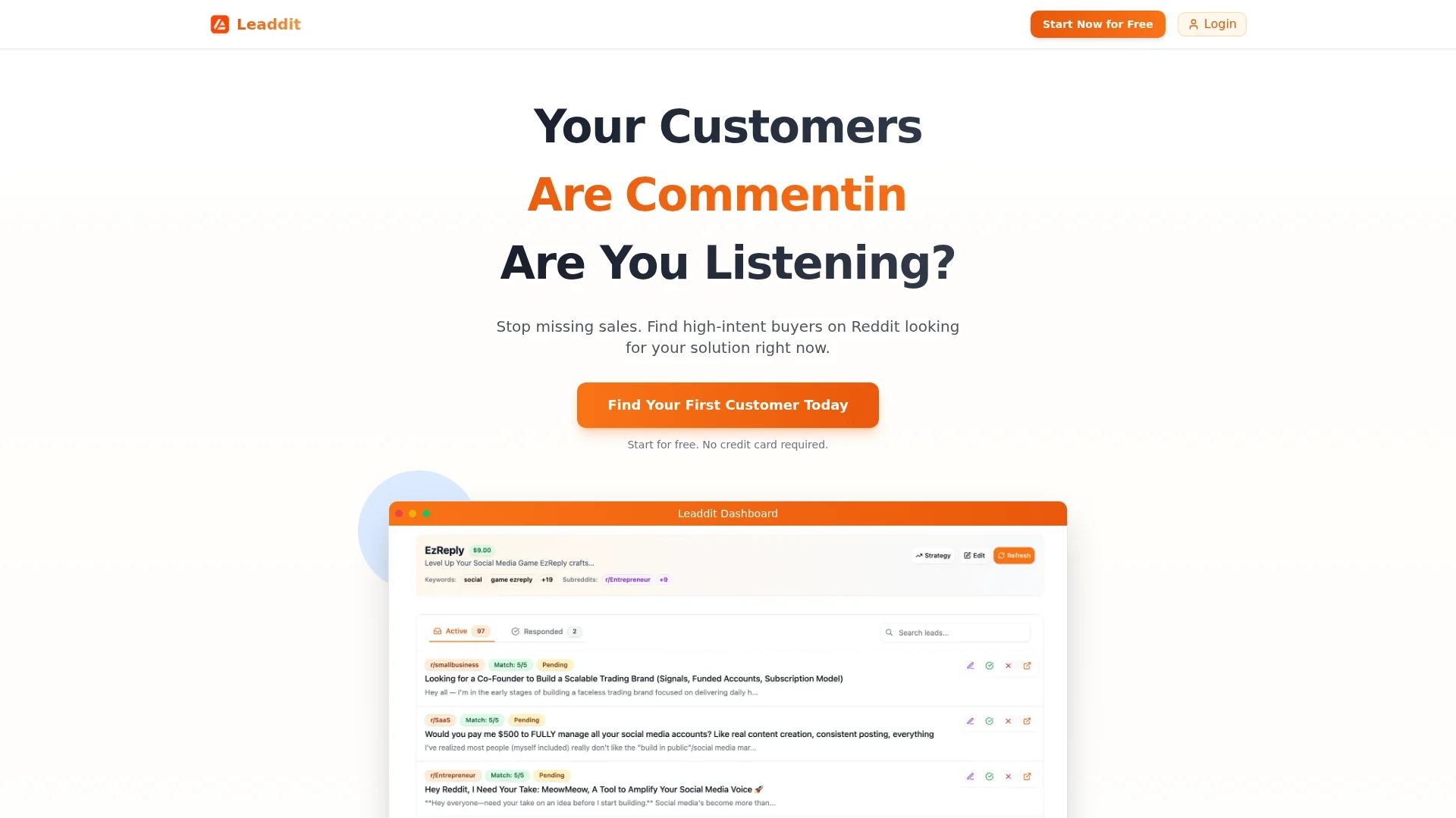 leaddit homepage