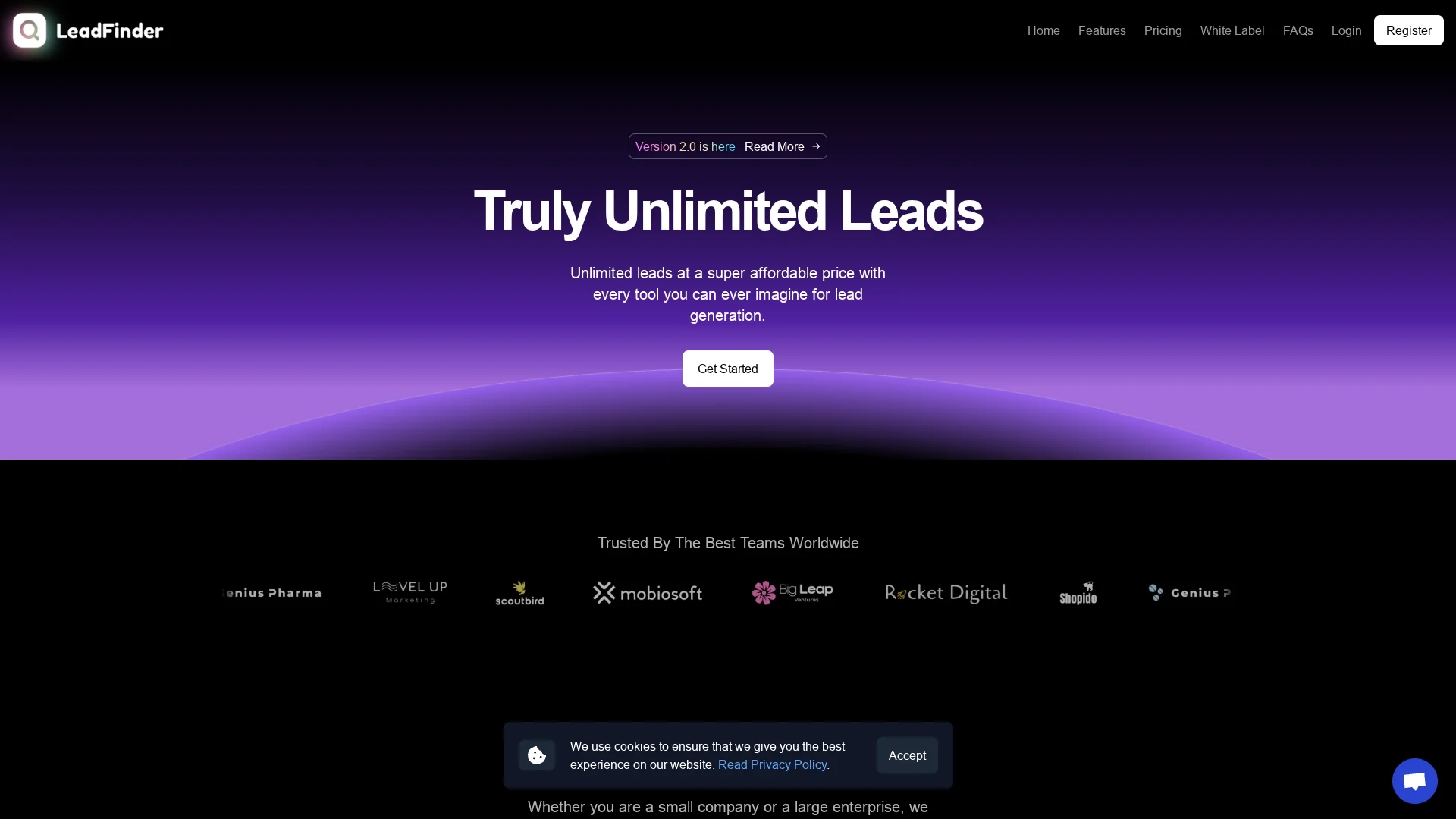 leadfinder homepage