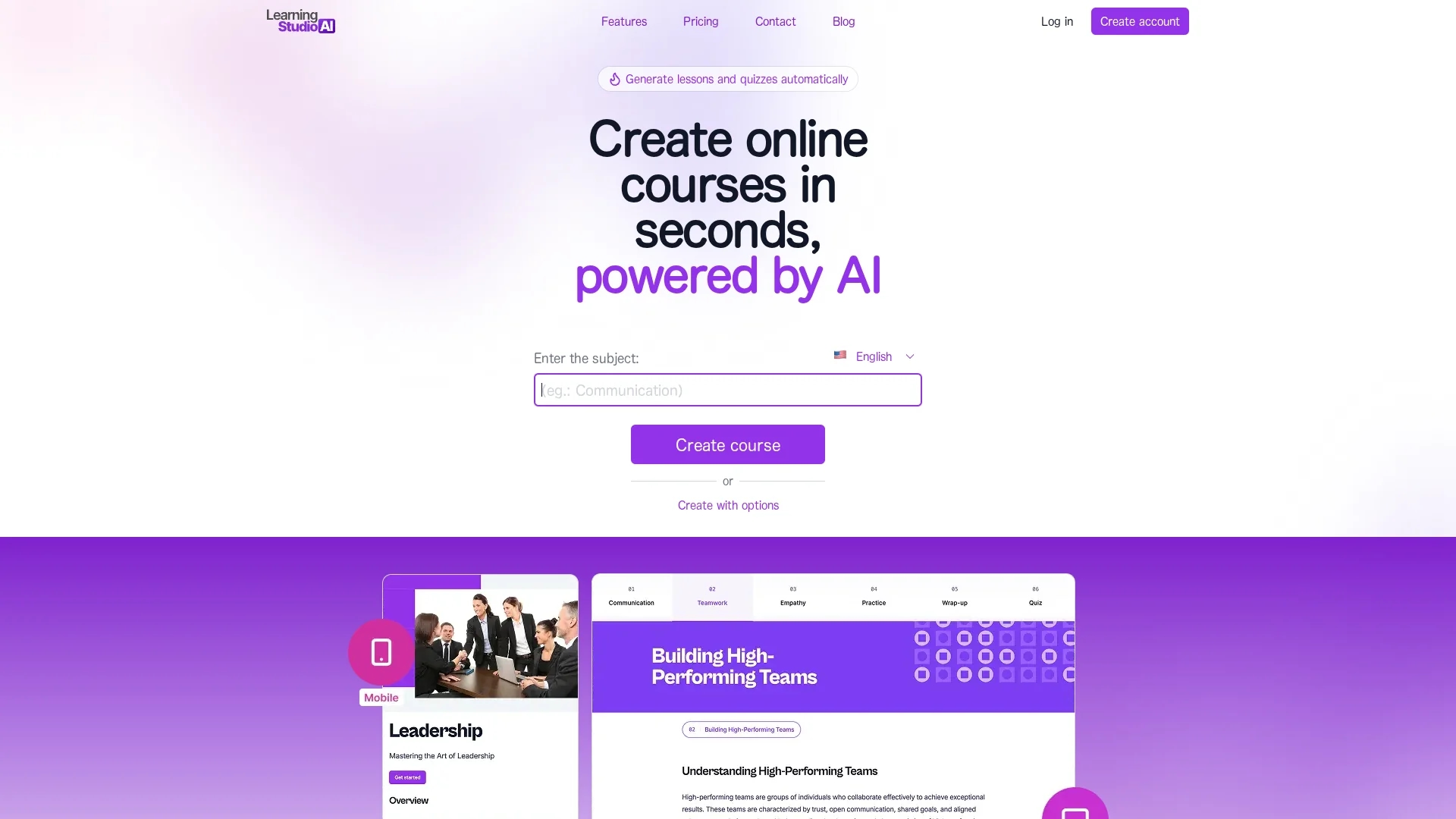 learning-studio-ai homepage