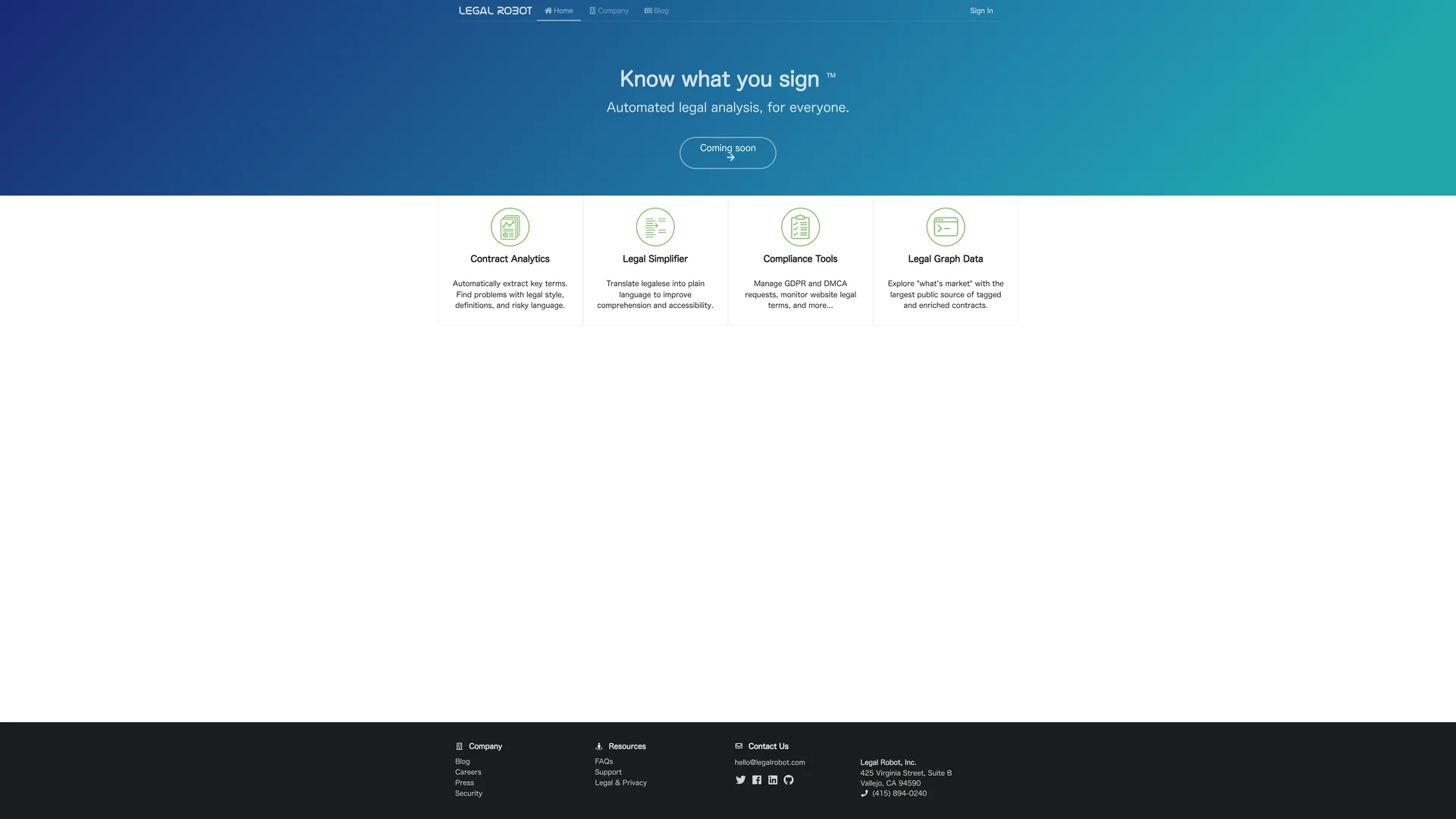 legal-robot homepage