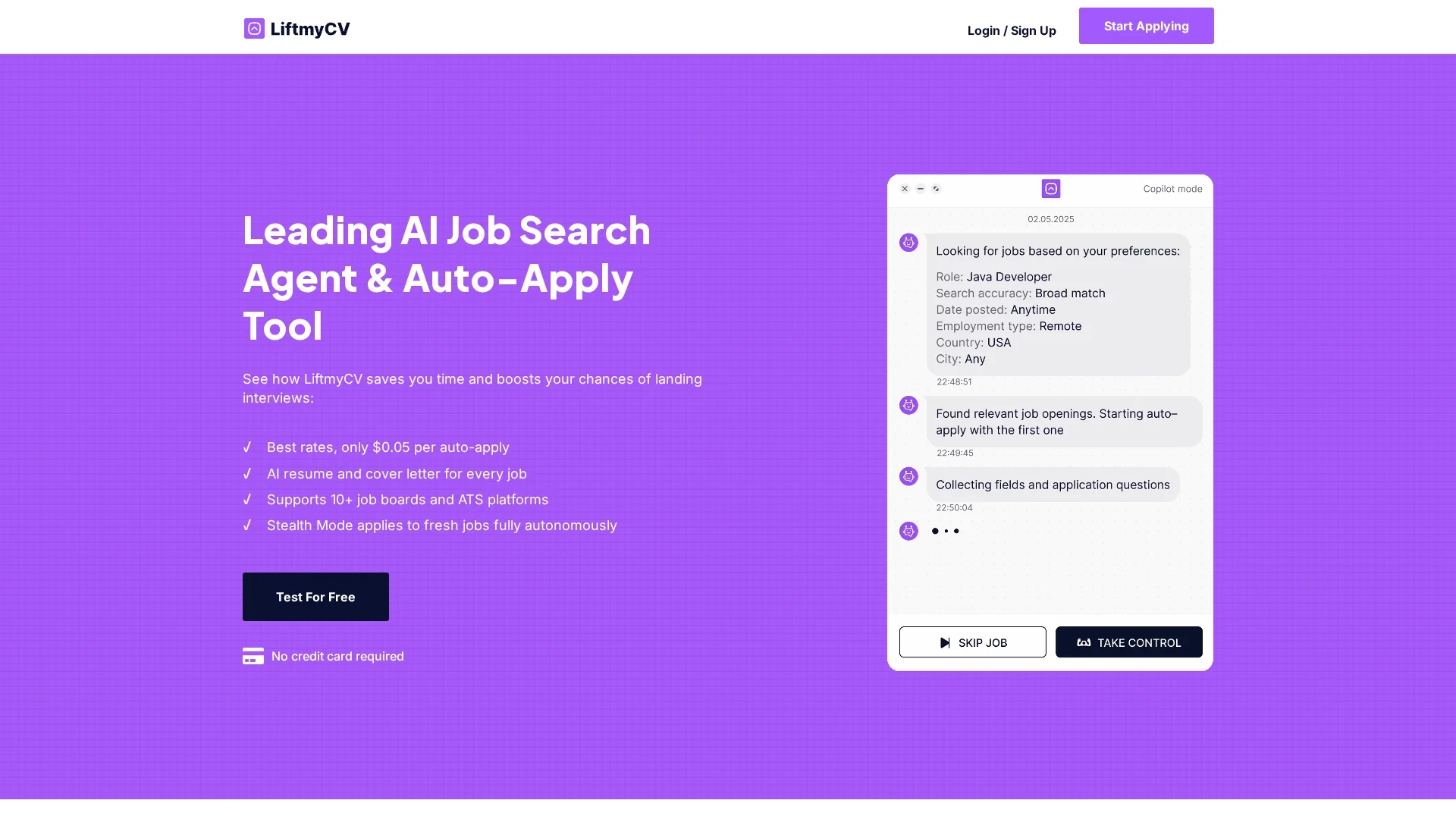 liftmycv homepage