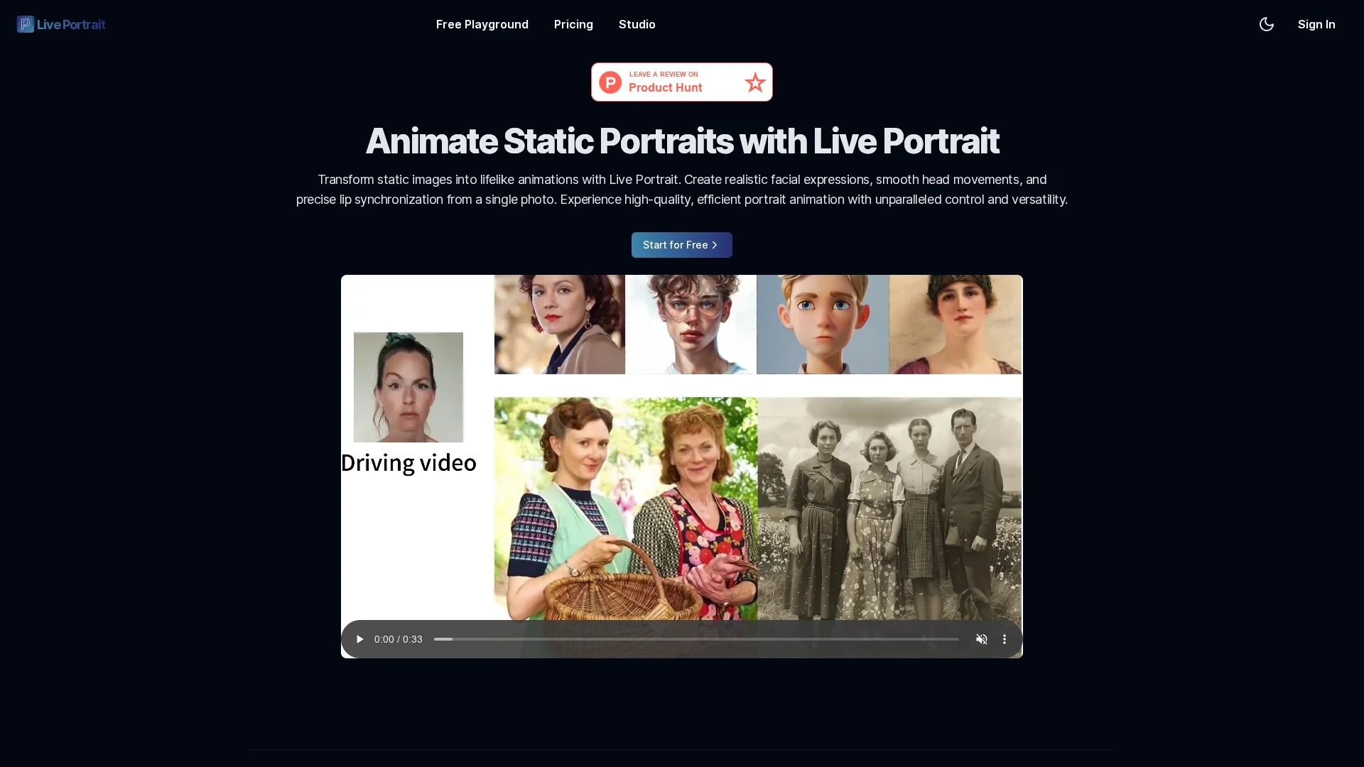 live-portrait-org homepage